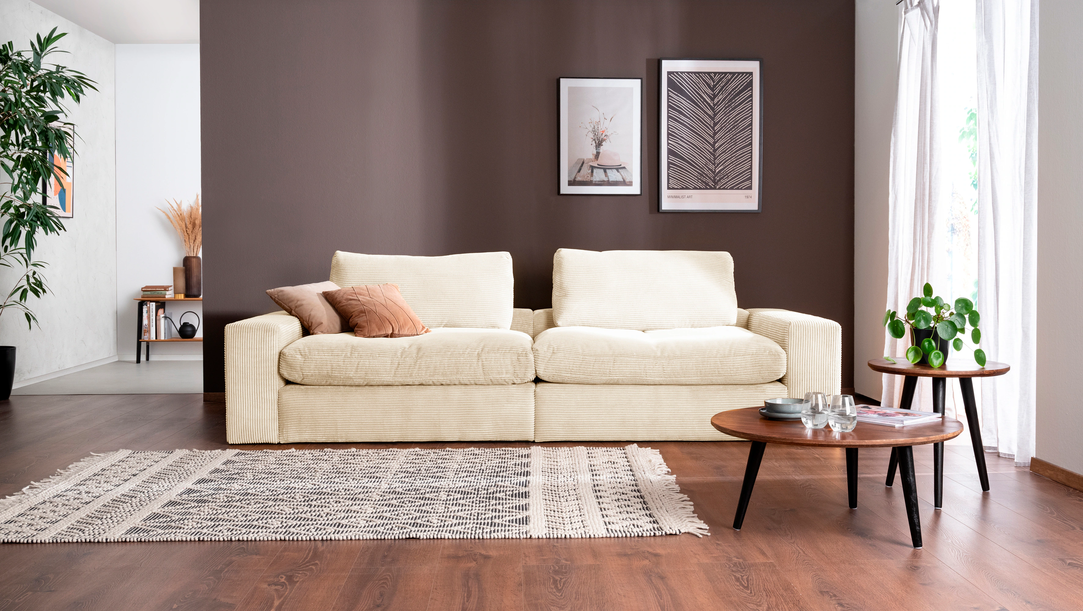 alina Big-Sofa "Sandy", 266 cm breit und 123 cm tief, in modernem Cordstoff günstig online kaufen