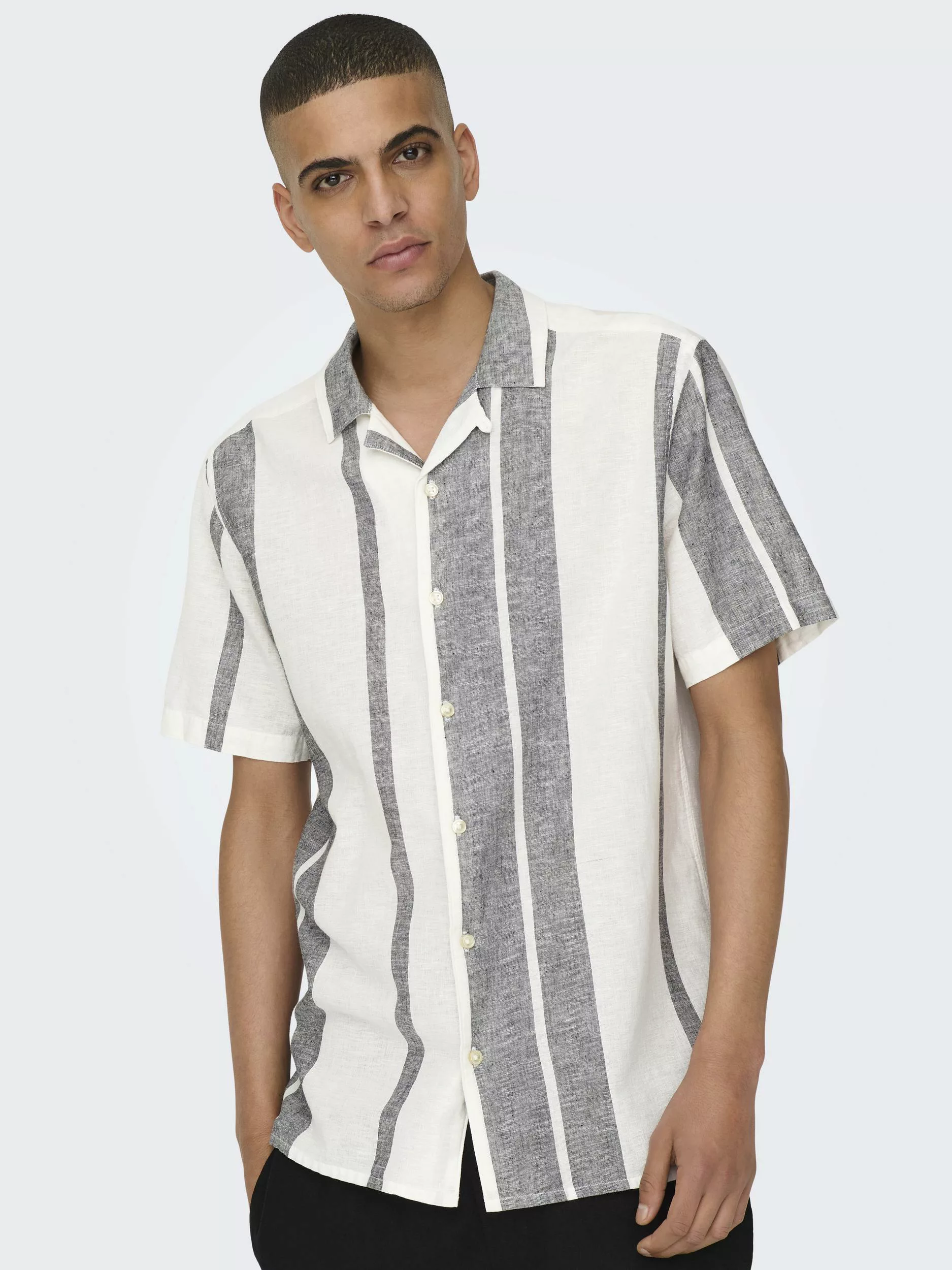 ONLY & SONS Kurzarmhemd "ONSCAIDEN SS STRIPE LINEN RESORT NOOS" günstig online kaufen