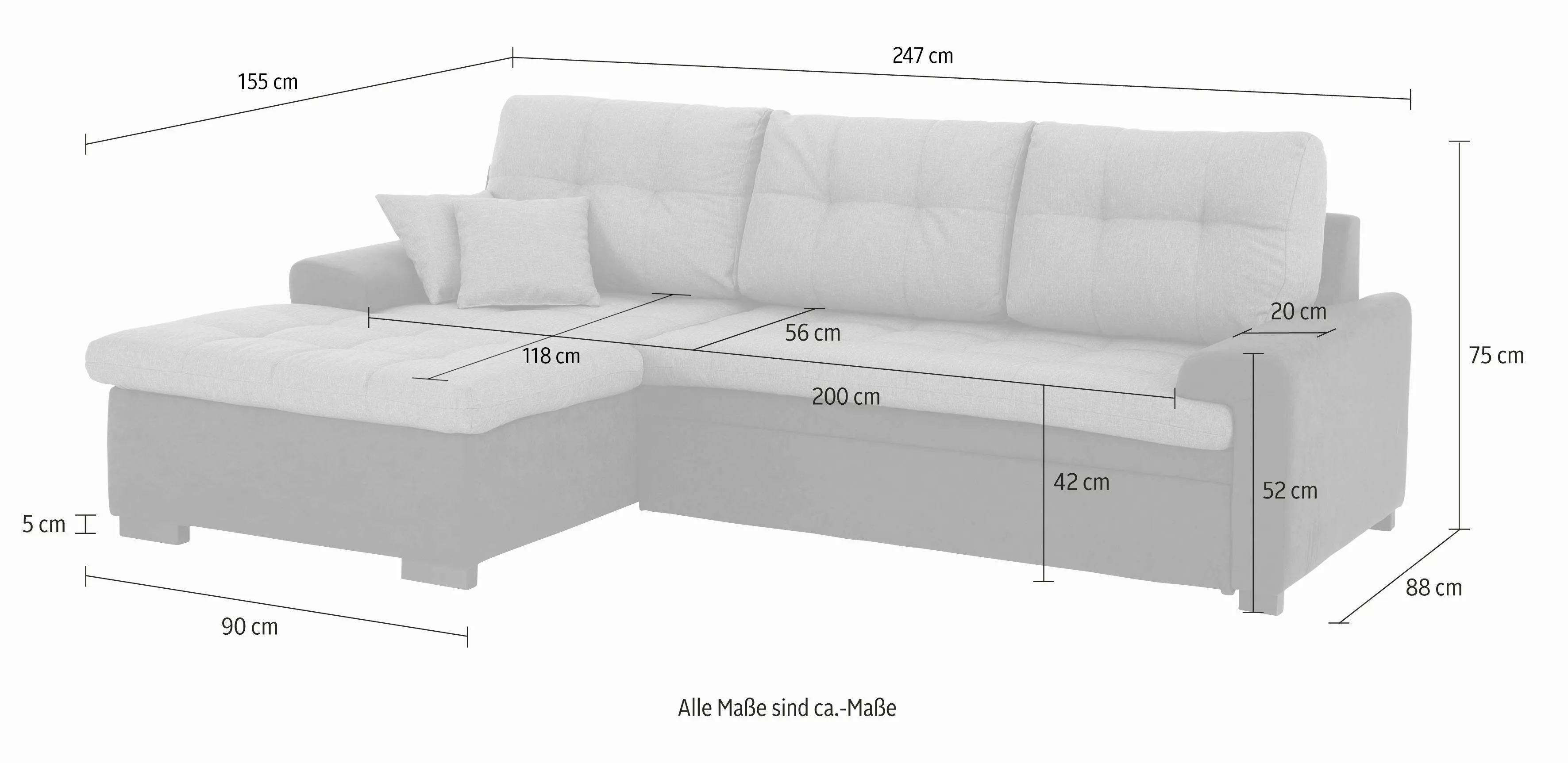 Home affaire Ecksofa "Föhr L-Form", wahlweise mit Bettfunktion günstig online kaufen