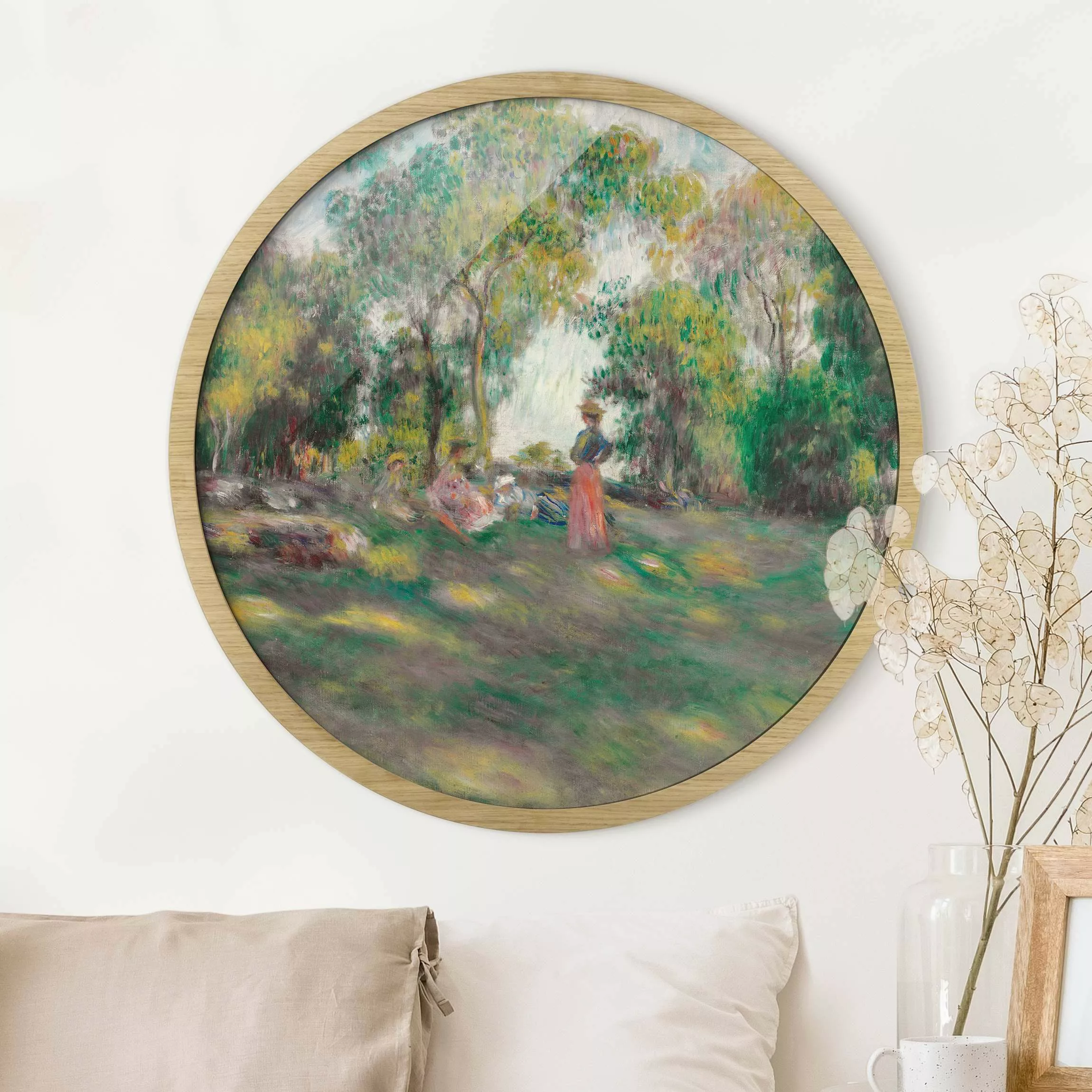 Rundes Gerahmtes Bild Auguste Renoir - Landschaft mit Figuren günstig online kaufen