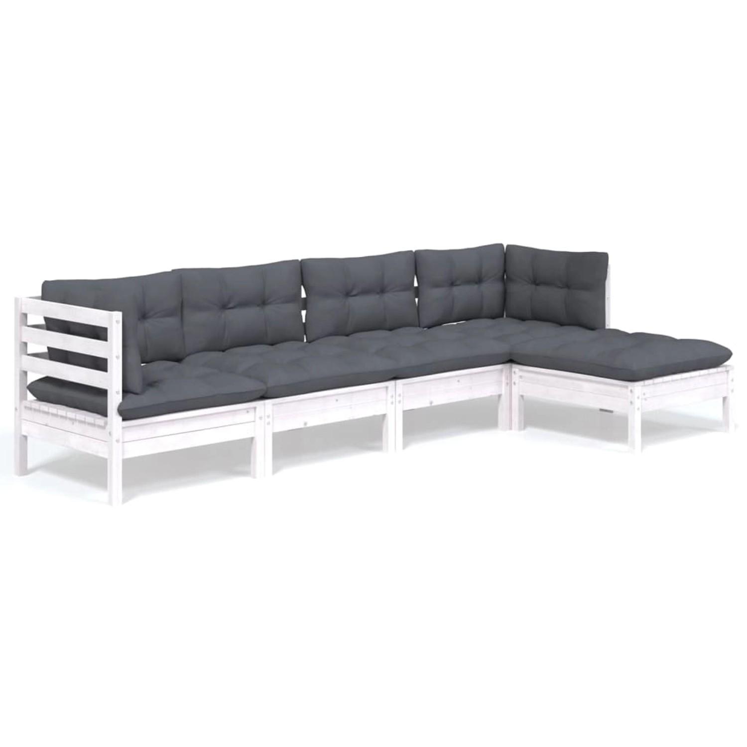 vidaXL 5-Tlg Garten-Lounge-Set mit Kissen Weiß Kiefernholz 3096359 günstig online kaufen
