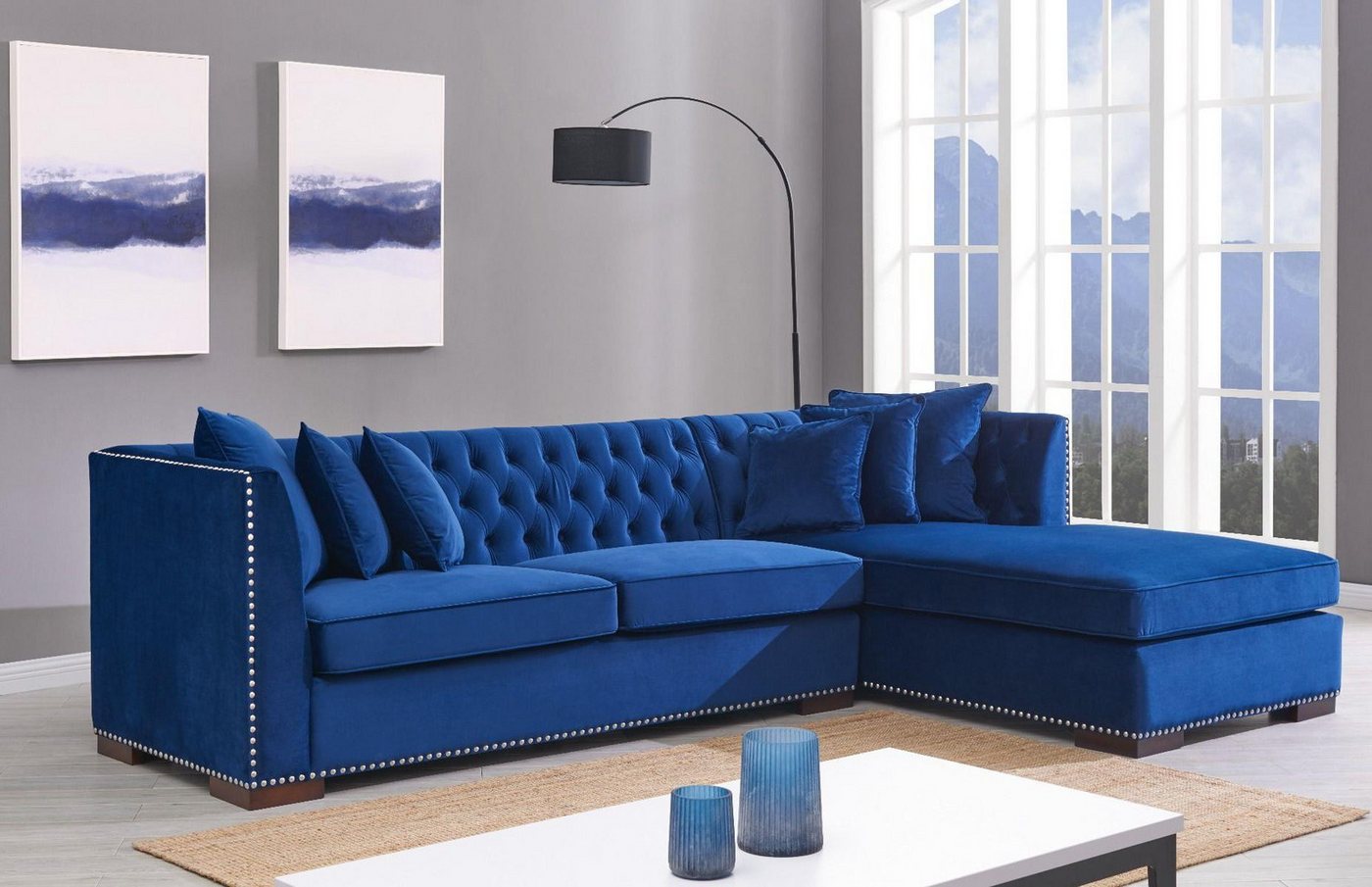 Xlmoebel Ecksofa Neue Designer Ecksofa-Garnitur in Blau aus Stoff - Chester günstig online kaufen