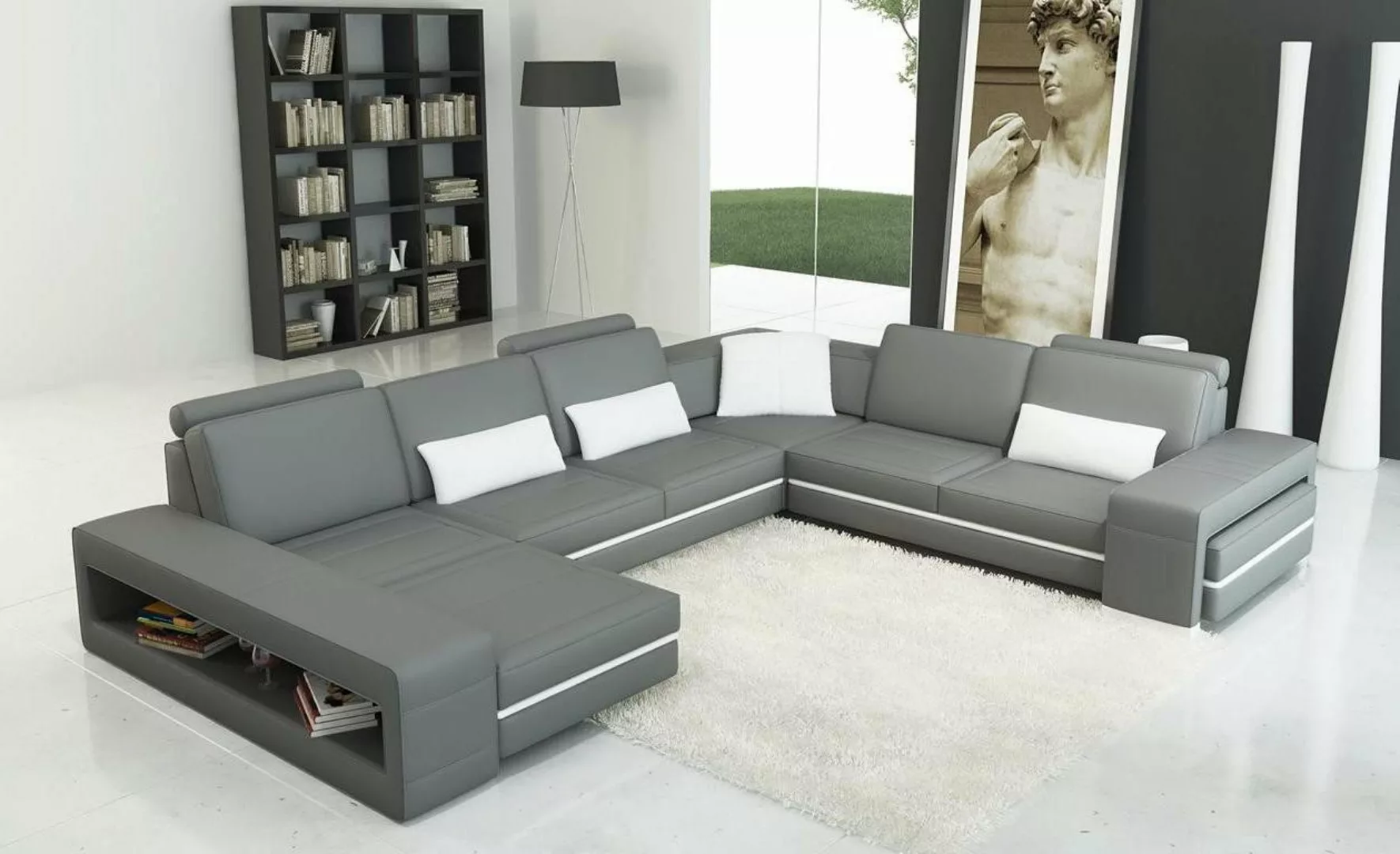 Xlmoebel Ecksofa Moderne Designer U-Form Ledersofa Wohnlandschaft Ecksofa C günstig online kaufen