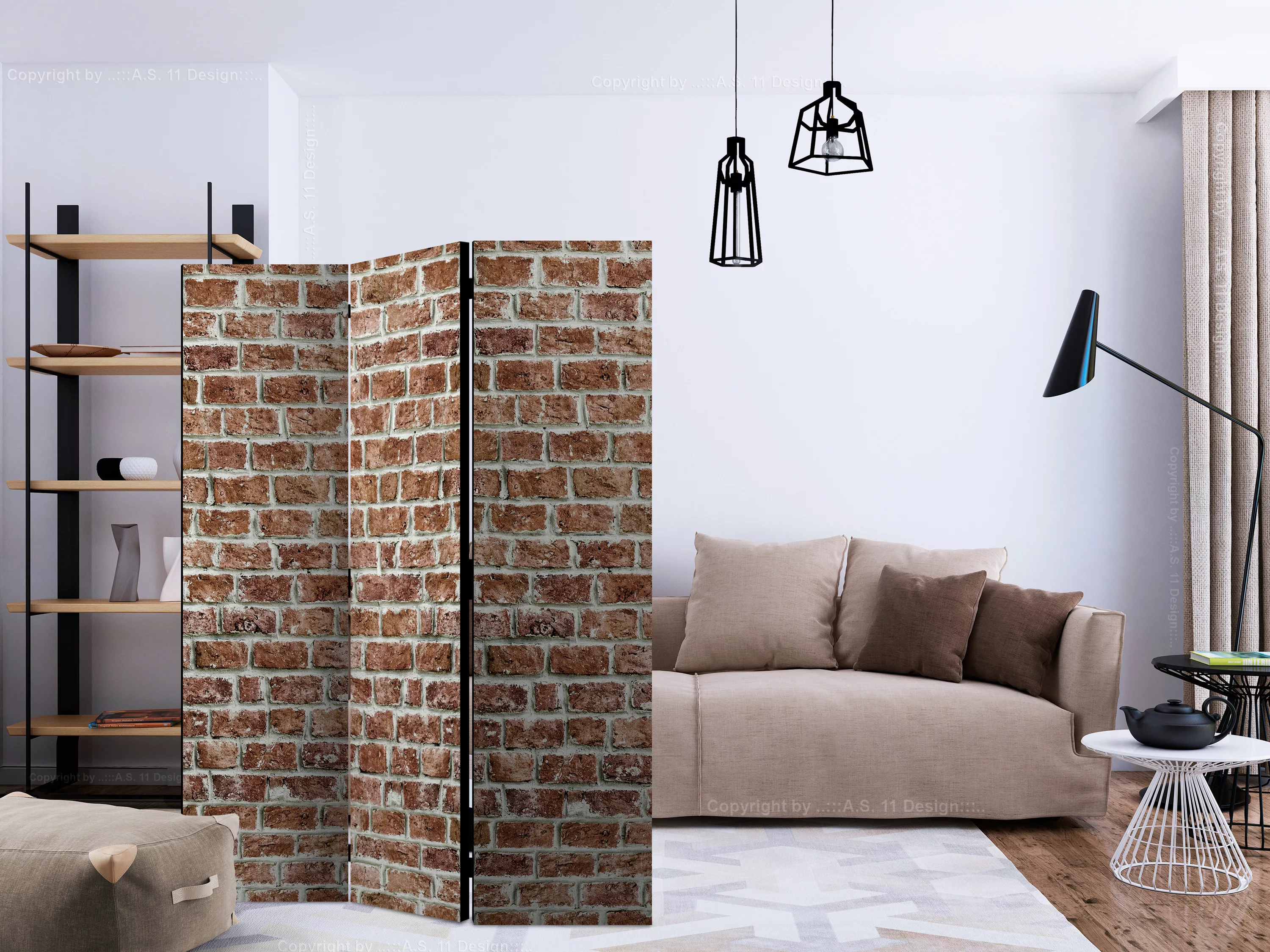 3-teiliges Paravent - Brick Space [room Dividers] günstig online kaufen