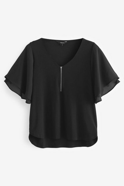 Next Shirtbluse Bluse mit V-Ausschnitt und kurzen Flatterärmeln (1-tlg) günstig online kaufen