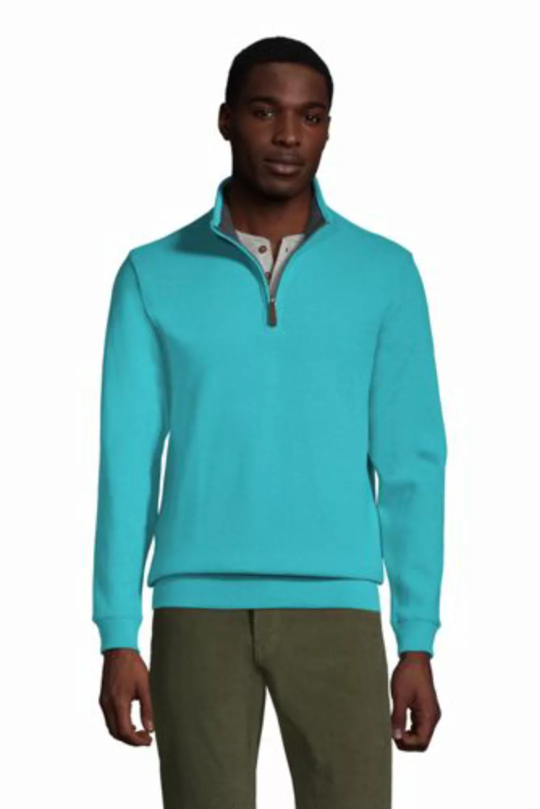 Zipper-Pullover aus Bedford-Ripp, Herren, Größe: XL Tall, Blau, Baumwolle, günstig online kaufen