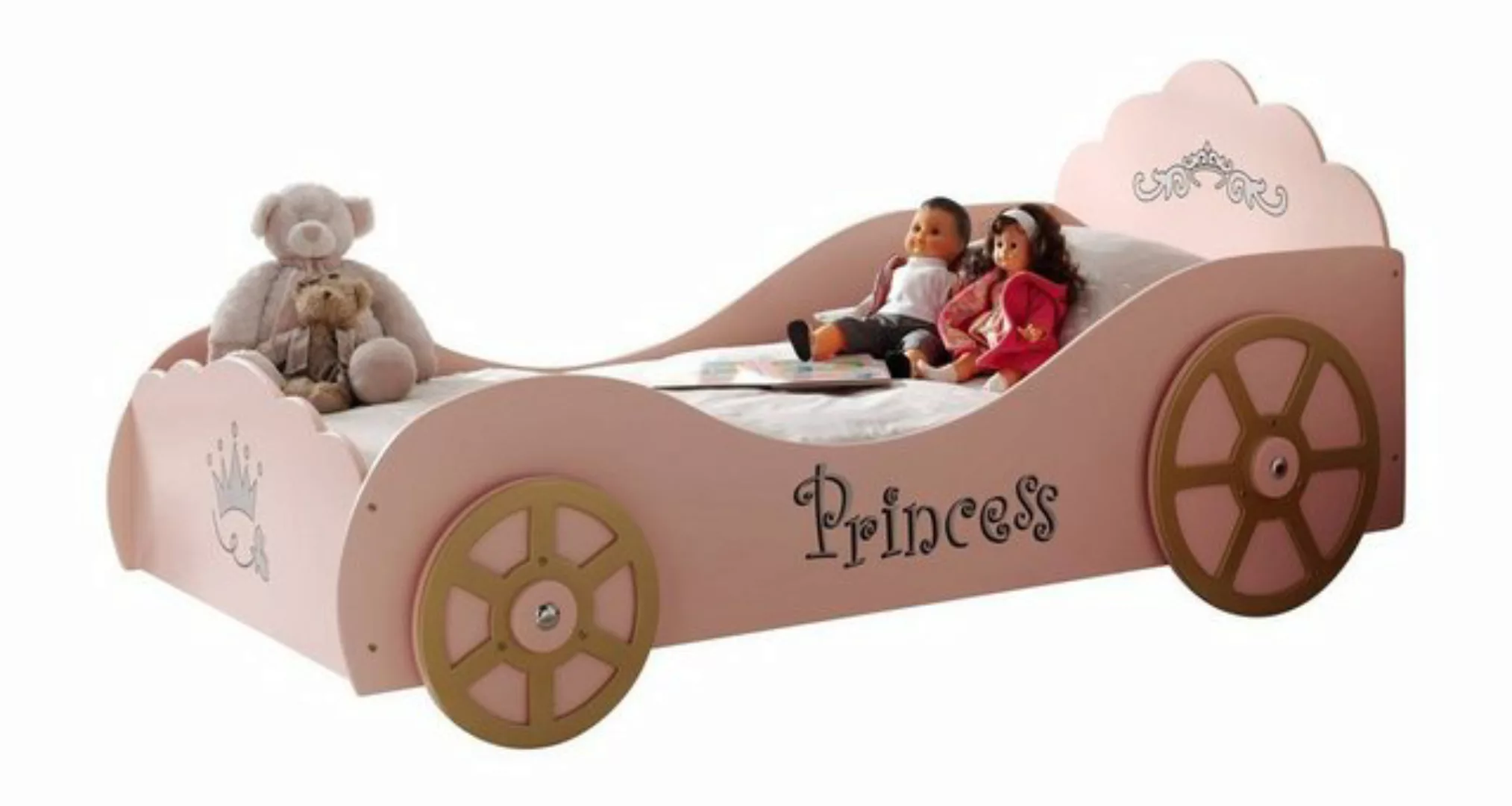 Natur24 Kinderbett Bett Einzelbett Kutschenbett MDF Pink 90x200cm günstig online kaufen