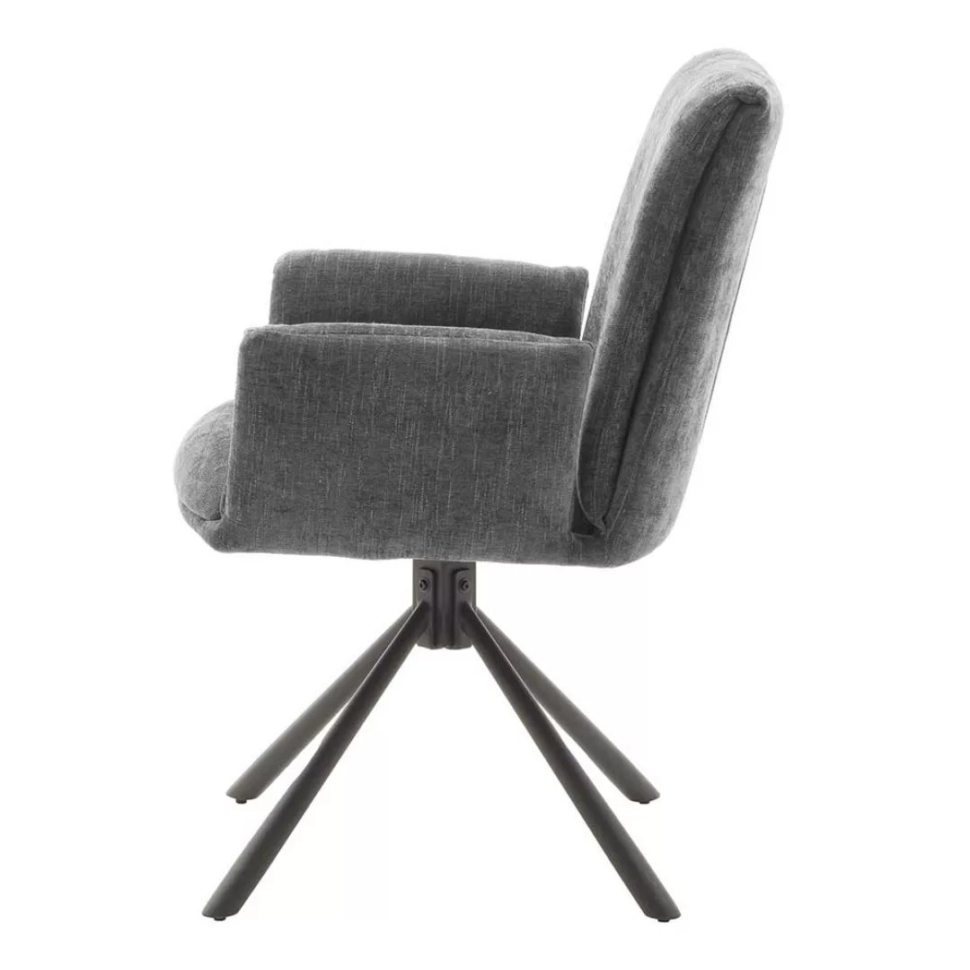 Esstisch Stühle in Grau Chenillegewebe Armlehnen (2er Set) günstig online kaufen