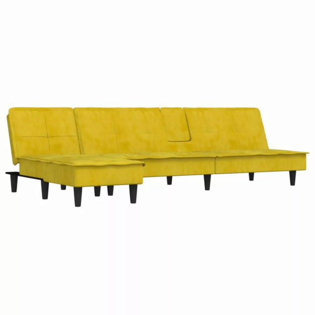 vidaXL Schlafsofa, Sofa in L-Form Gelb 255x140x70 cm Samt günstig online kaufen