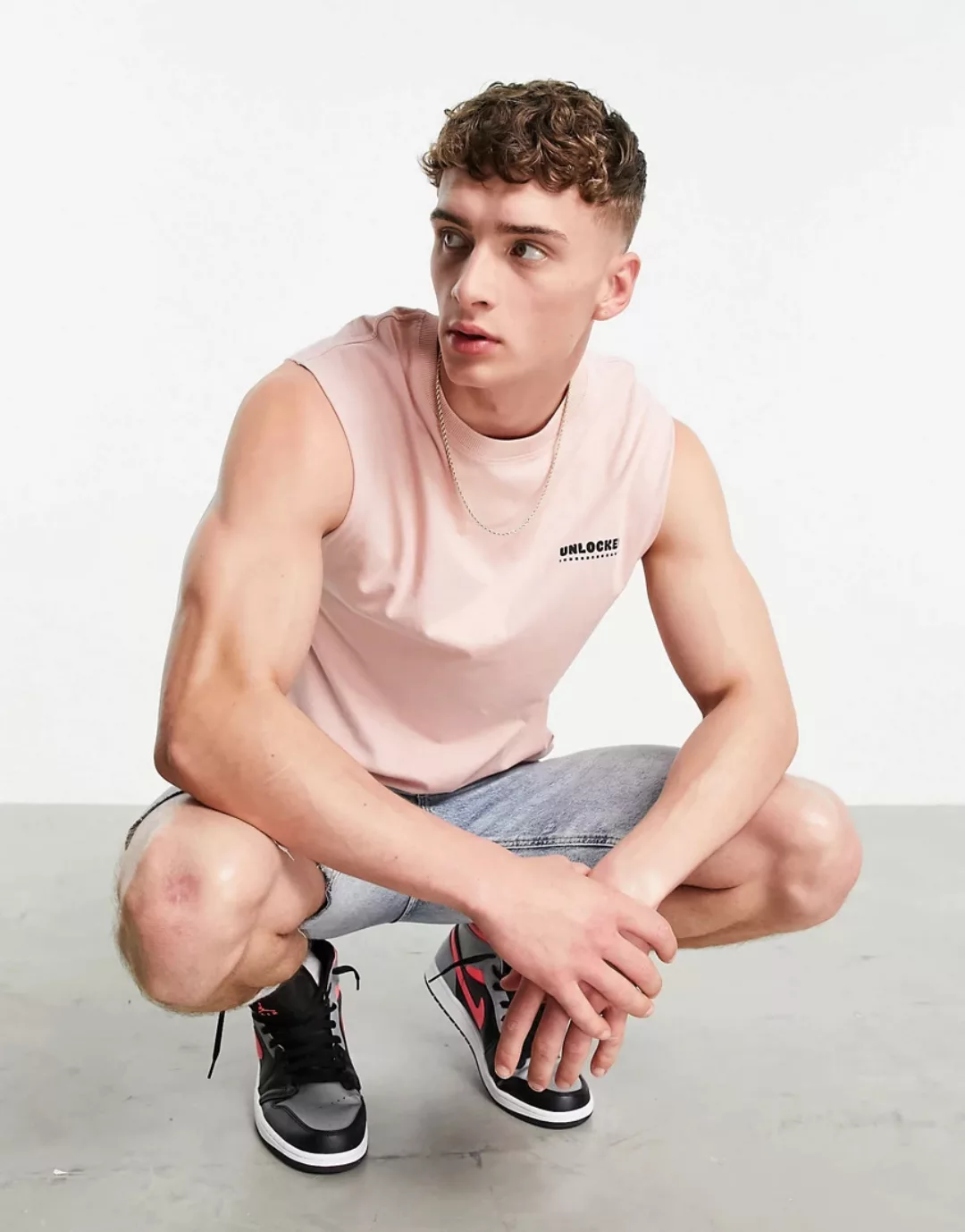 Bershka – Trägershirt in Rosa mit Print günstig online kaufen