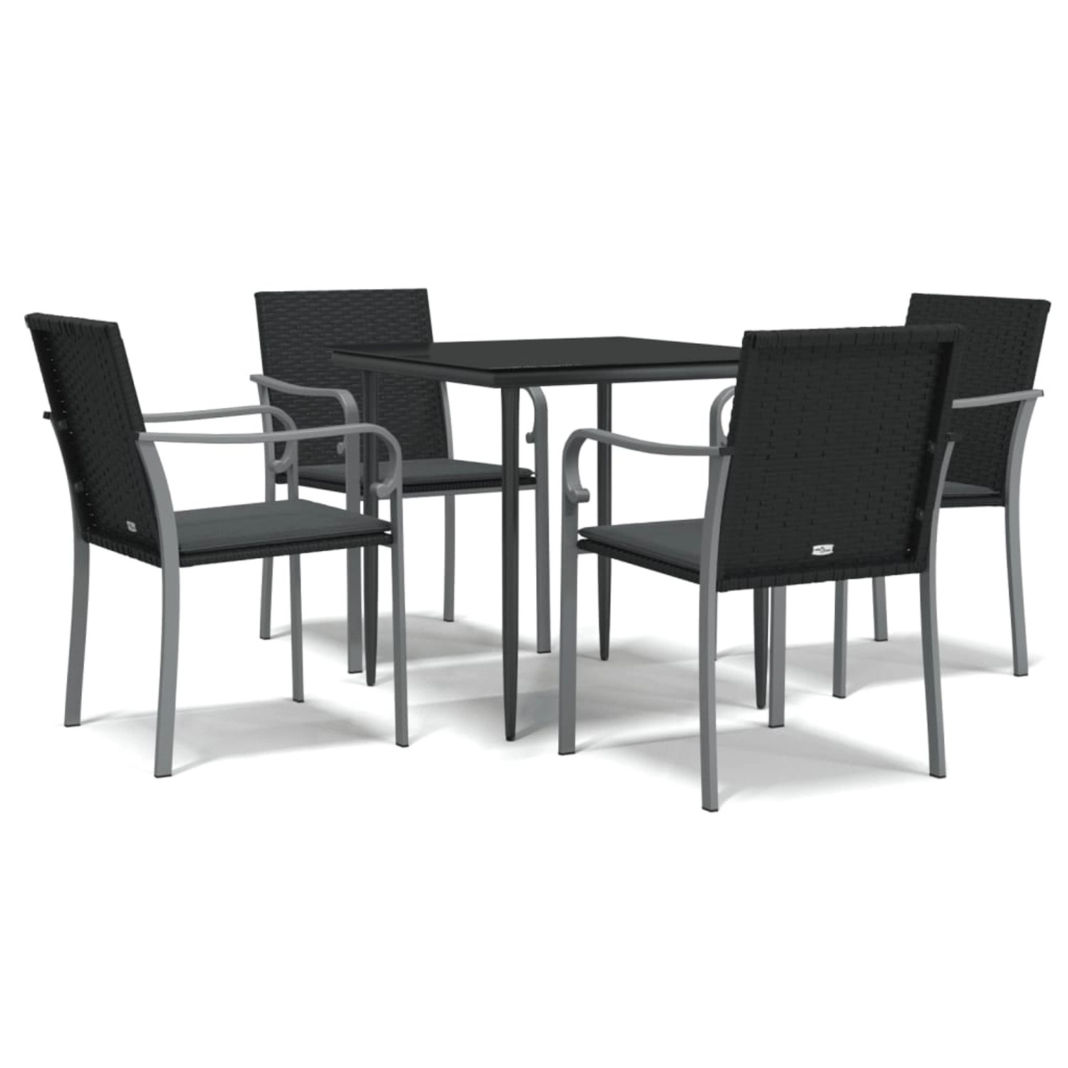 vidaXL 5-Tlg Garten-Essgruppe mit Kissen Poly Rattan und Stahl 3186940 günstig online kaufen