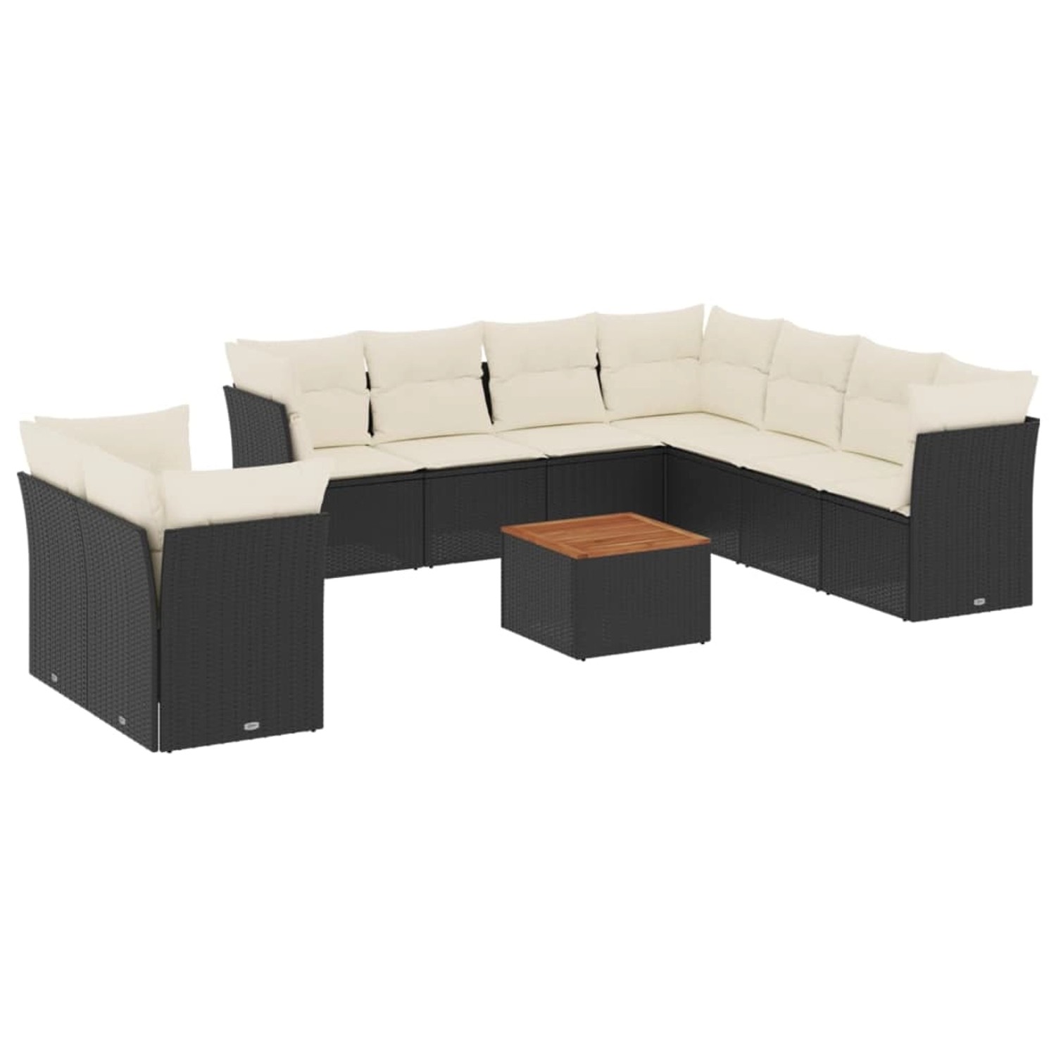vidaXL 10-Tlg Garten-Sofagarnitur mit Kissen Schwarz Poly Rattan 3223711 günstig online kaufen