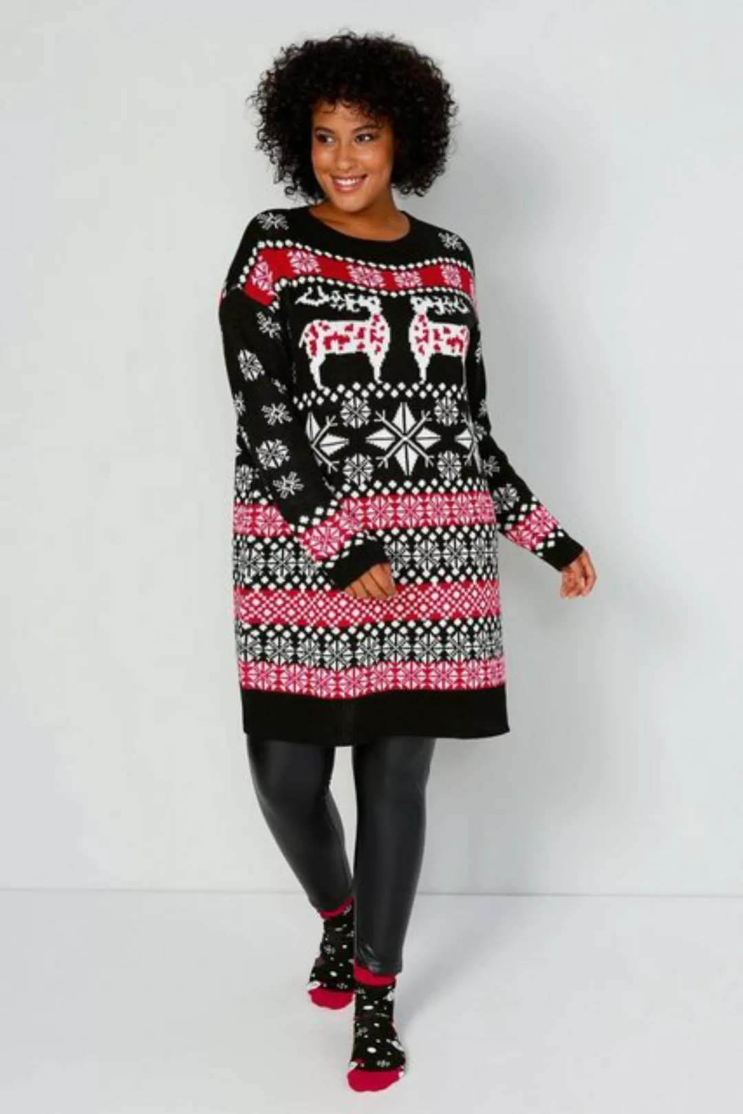 Angel of Style Fleecepullover Long-Norwegepullover oversized Rundhals Langa günstig online kaufen