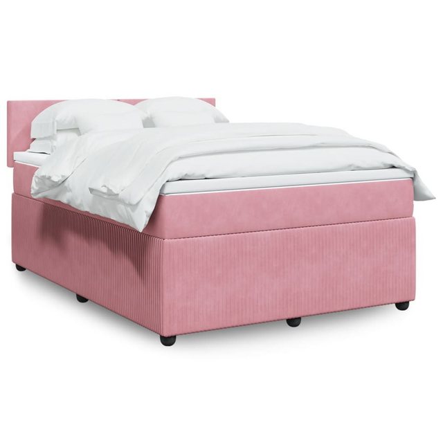 vidaXL Boxspringbett mit Matratze Rosa 160x200 cm Samt2100442 günstig online kaufen