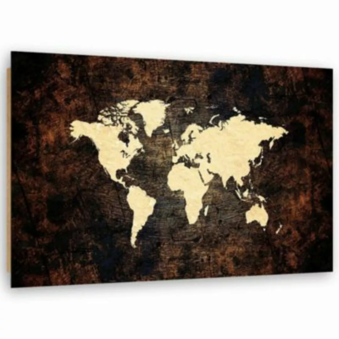 FEEBY® Kunst braune Weltkarte Leinwandbilder bunt Gr. 60 x 40 günstig online kaufen