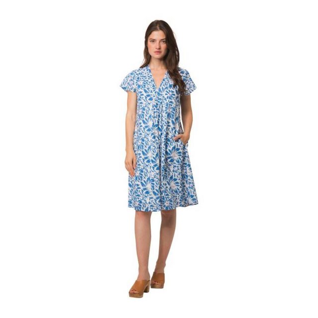 Zen Ethic Sommerkleid Iris mit allover Print in blau-weiß günstig online kaufen