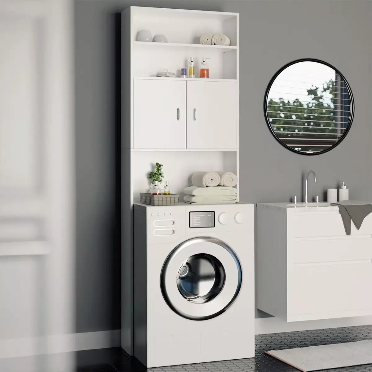 Waschmaschinenschrank Weiß 185x63x20cm günstig online kaufen