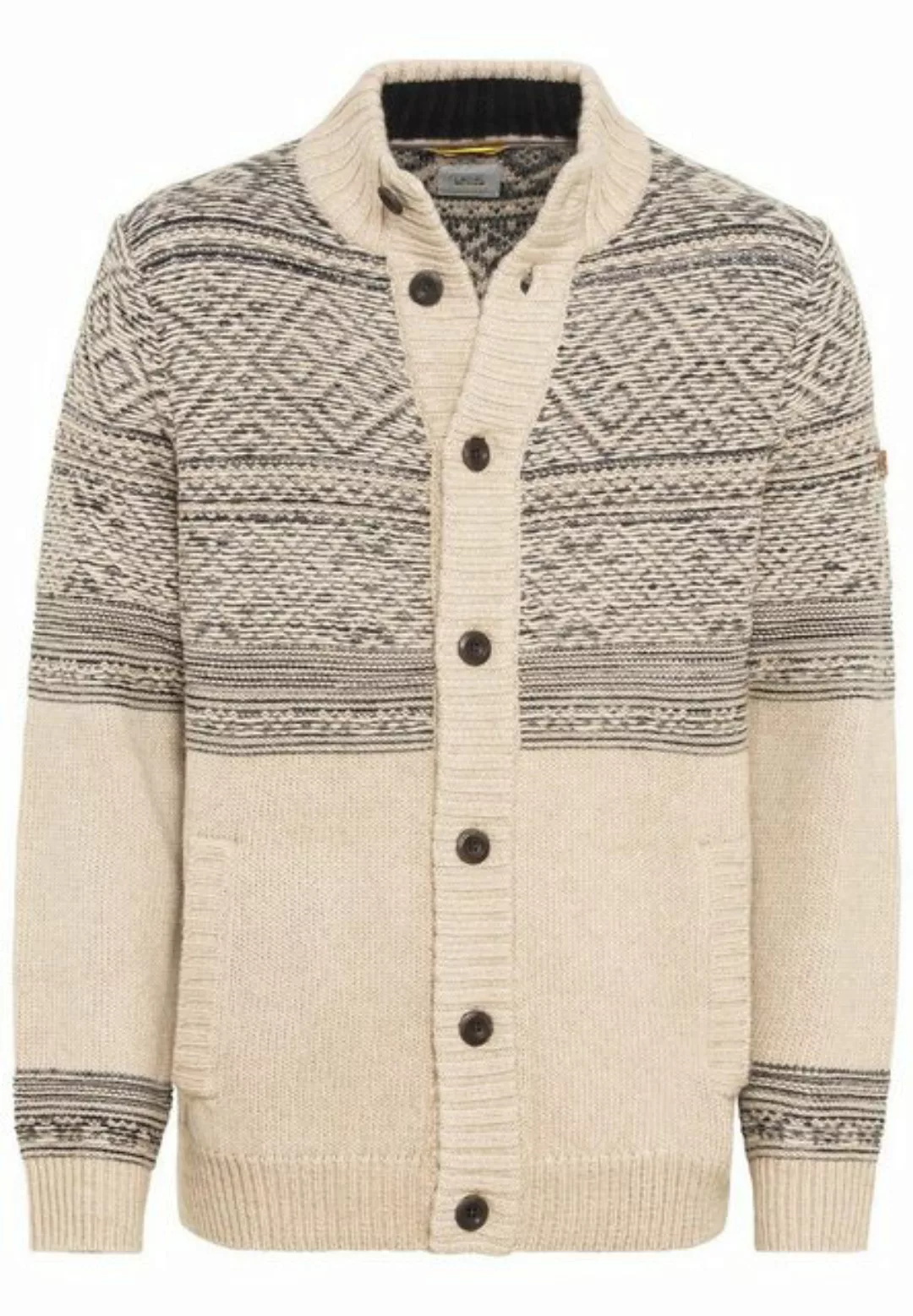 camel active Cardigan mit Stehkragen Markenlabel günstig online kaufen