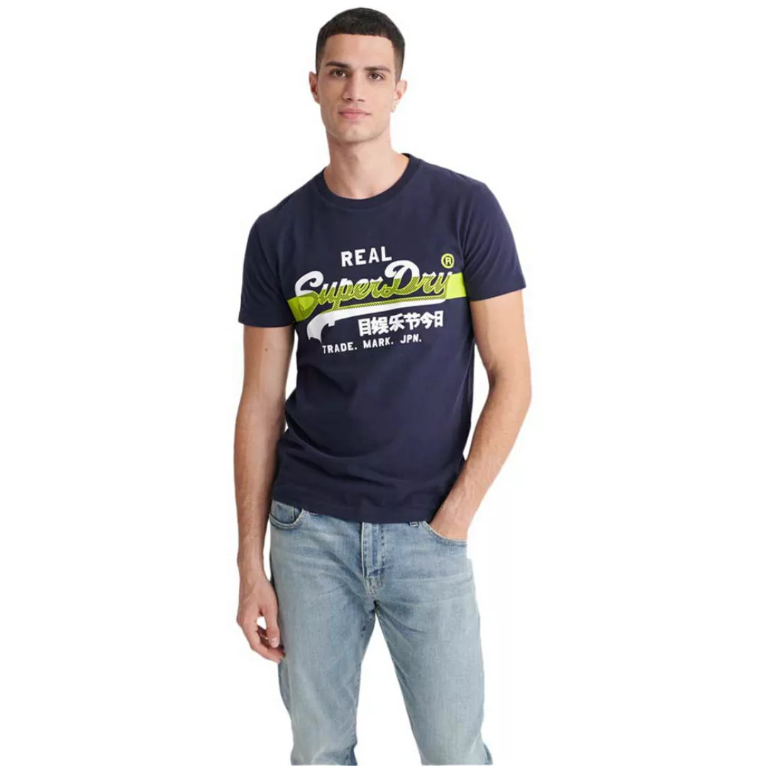 Superdry Vintage Logo Cross Hatch Kurzarm T-shirt S Rich Navy günstig online kaufen
