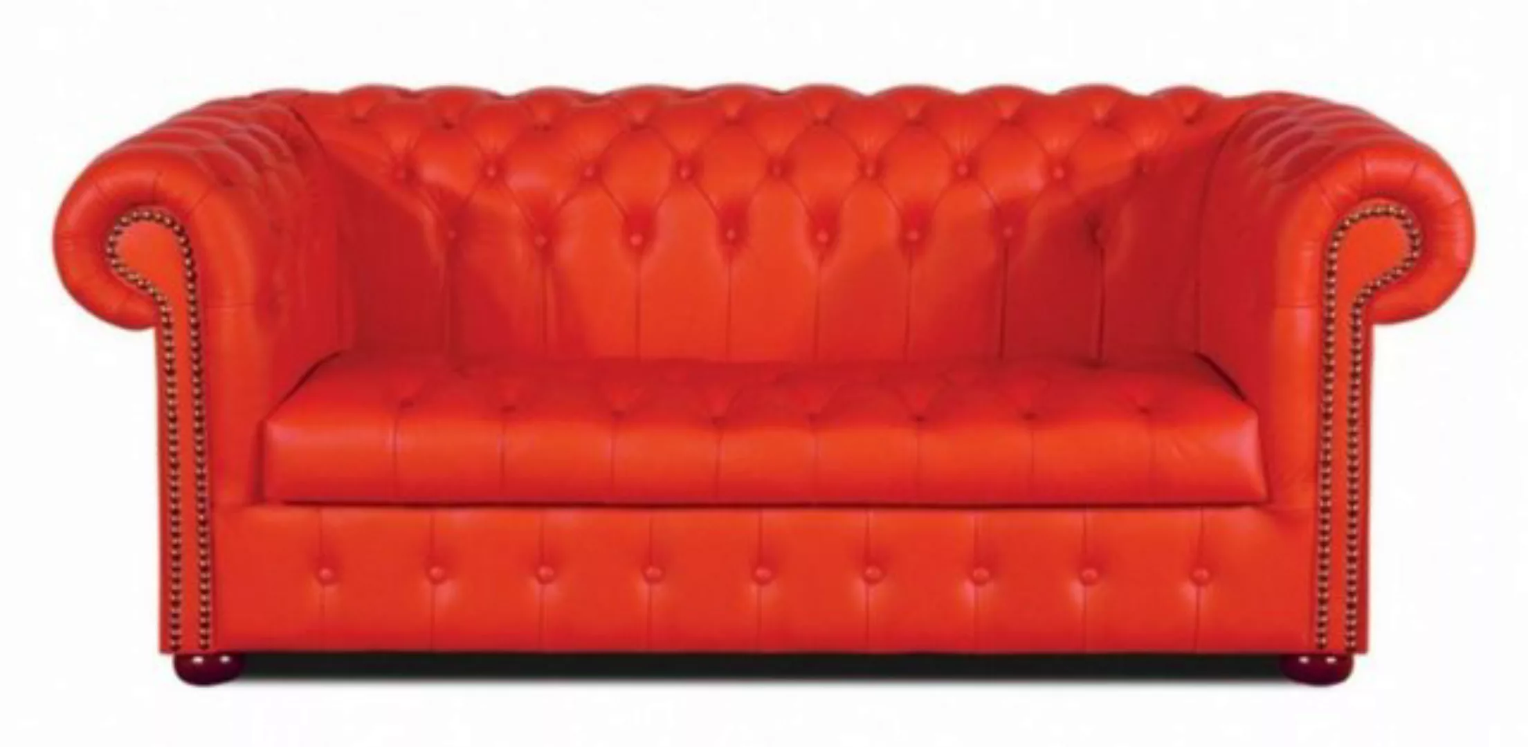 Casa Padrino Chesterfield-Sofa Chesterfield Echtleder 3er Sofa Rot 200 x 90 günstig online kaufen