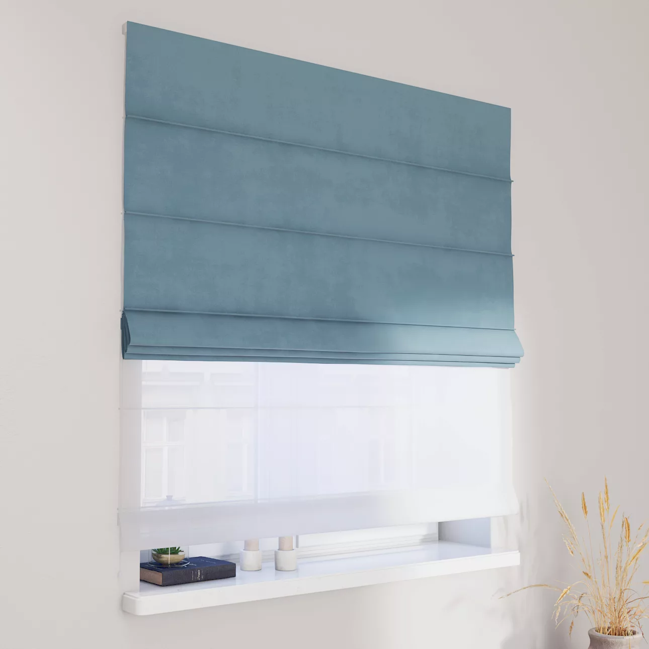Dekoria Doppelraffrollo Duo, blau, 100 x 170 cm günstig online kaufen