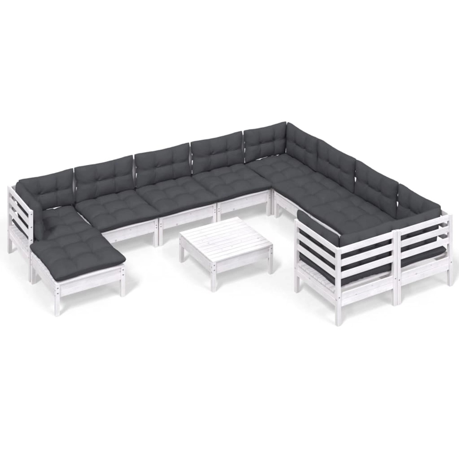 vidaXL 11-tlg Garten-Lounge-Set mit Kissen Weiß Kiefernholz Modell 4 günstig online kaufen