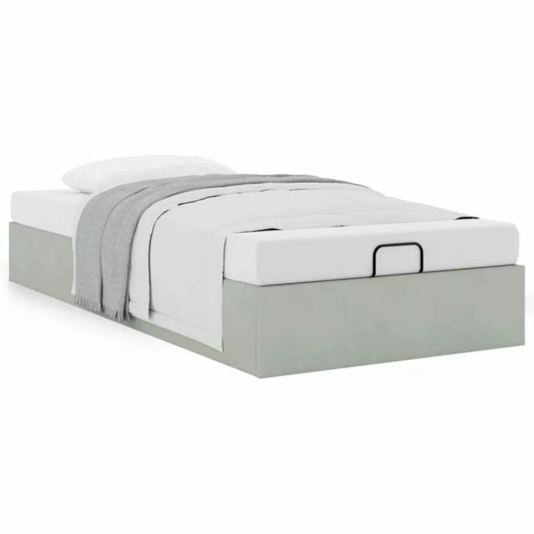 vidaXL Bettgestell Ottoman-Bett ohne Matratze Hellgrau 100x200 cm Samt günstig online kaufen