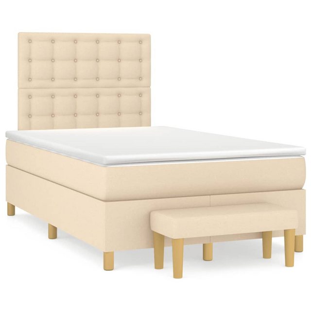 vidaXL Boxspringbett, Boxbett mit Matratze Creme 120x190 cm Stoff günstig online kaufen