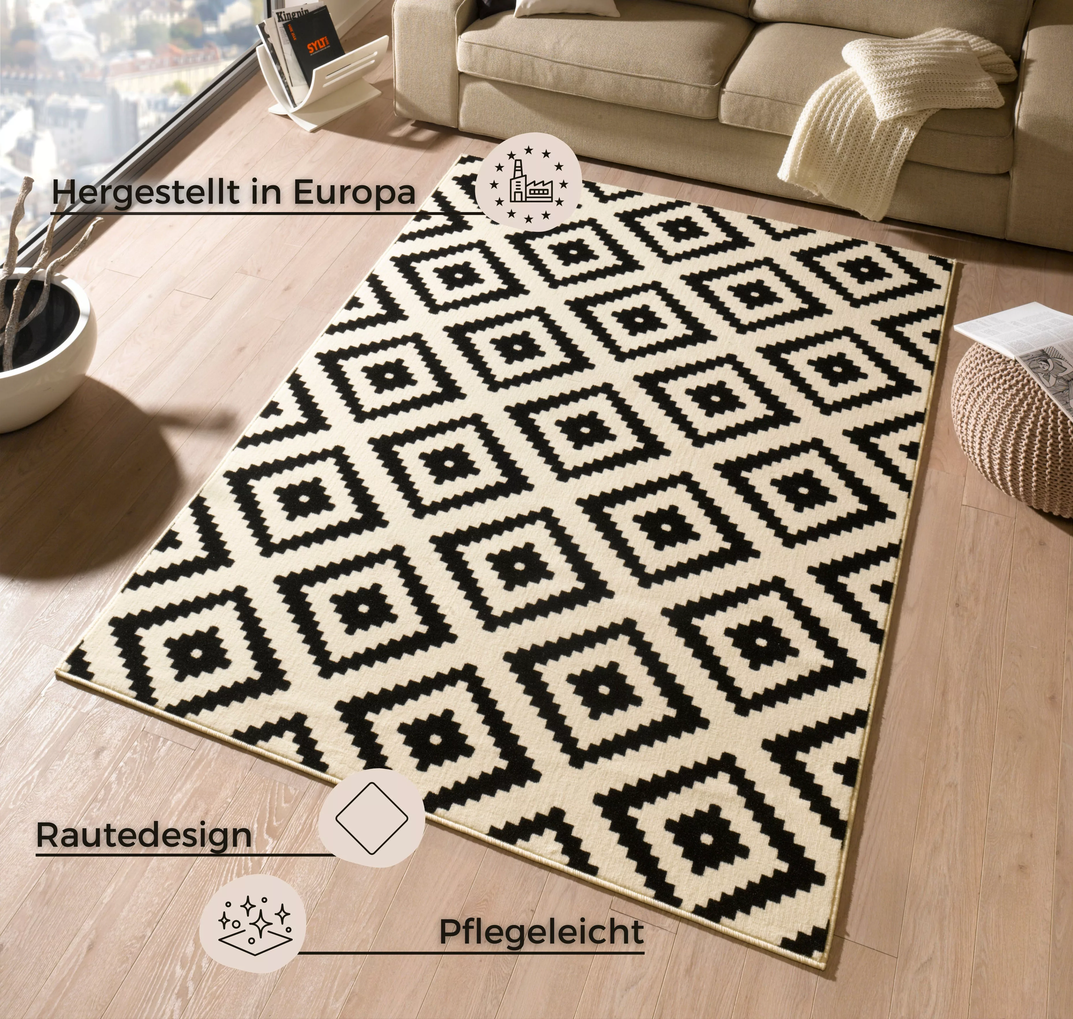 HANSE Home Teppich »Raute«, rechteckig, Kurzflor, Skandi, Raute, Modern, Wo günstig online kaufen