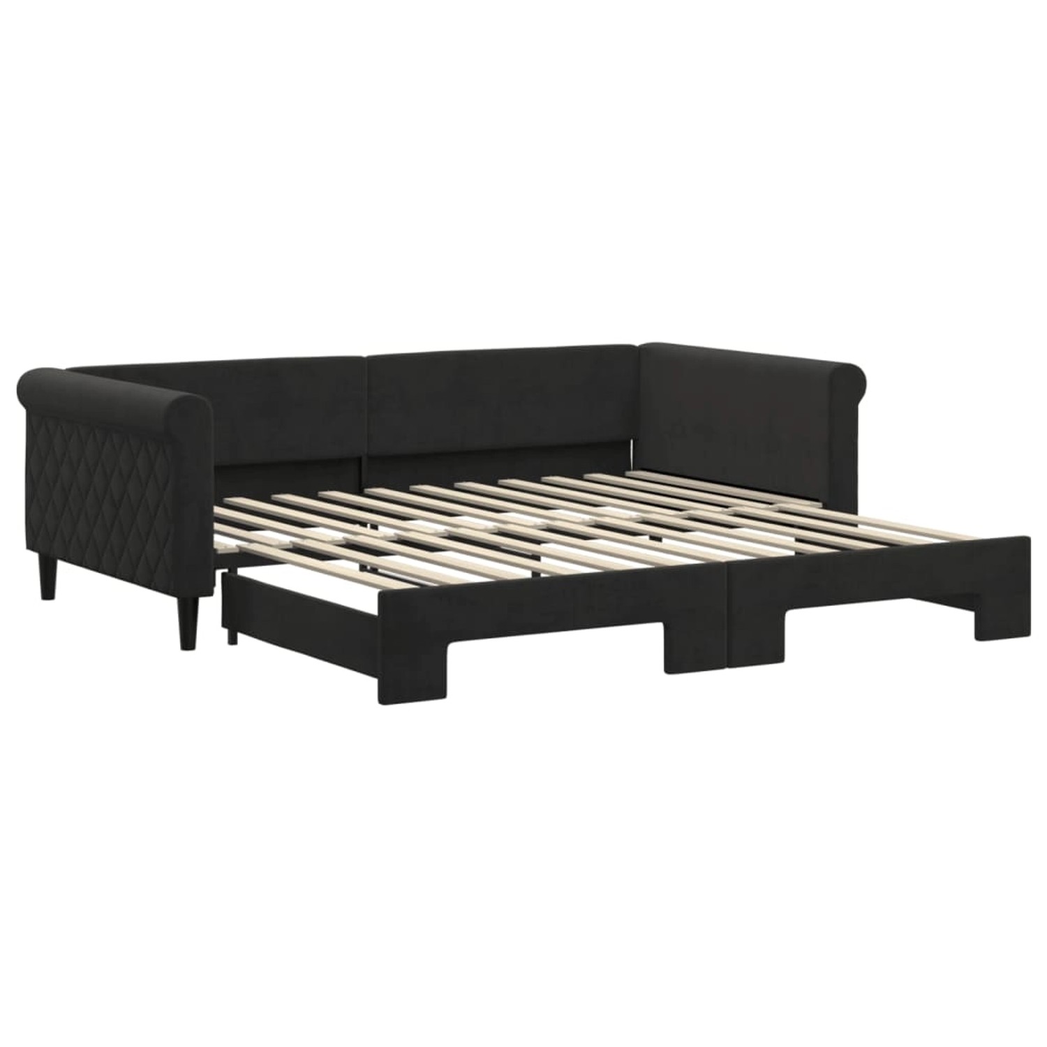 vidaXL Ausziehbett, Tagesbett Ausziehbar Schwarz 100x200 cm Samt günstig online kaufen