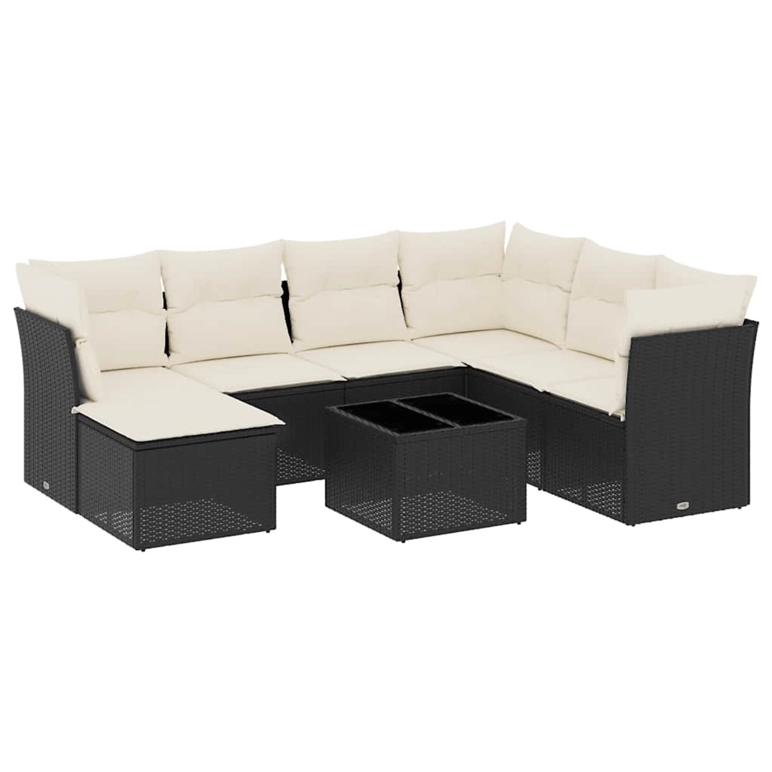 vidaXL 8-Tlg Garten-Sofagarnitur mit Kissen Schwarz Poly Rattan 3249835 günstig online kaufen