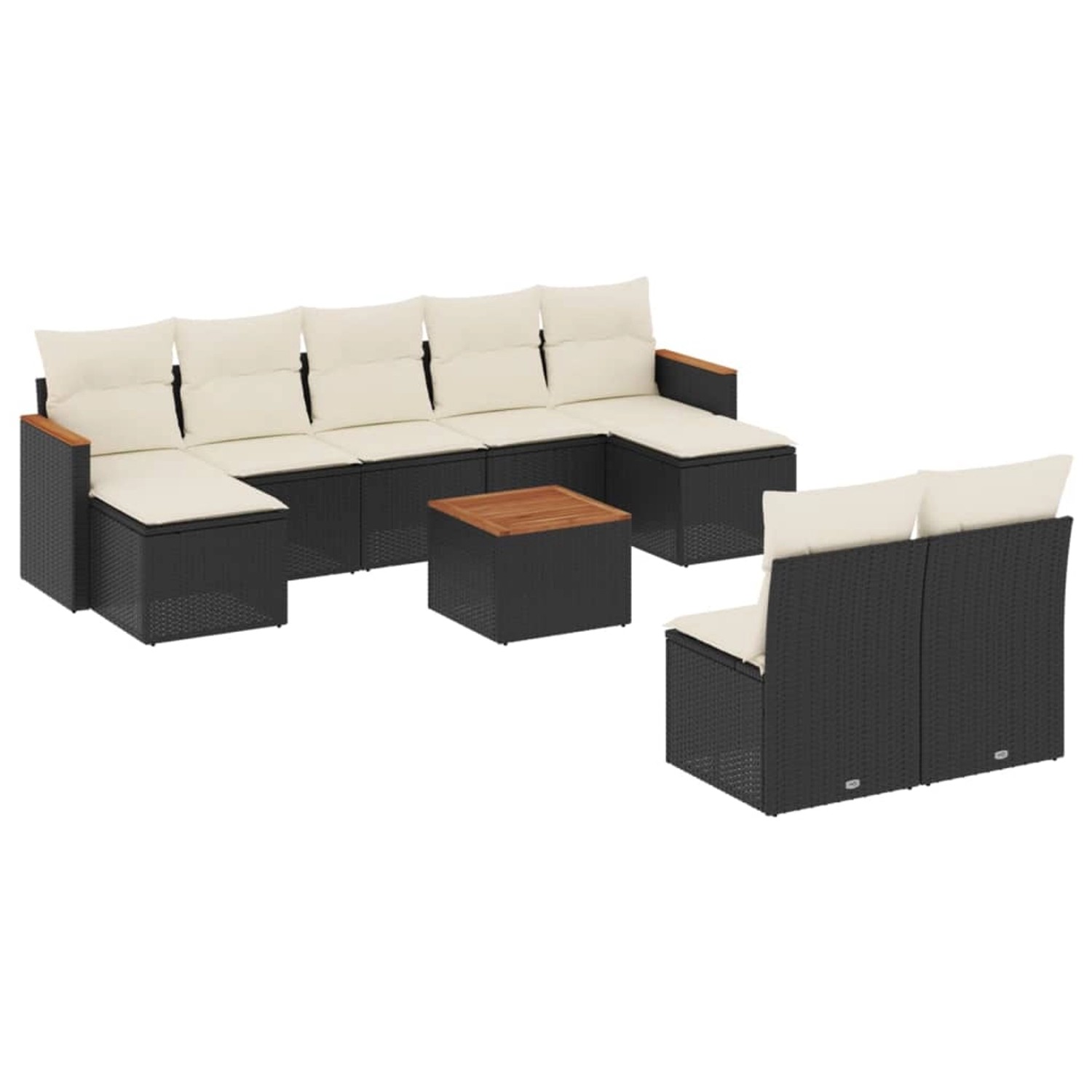 vidaXL 10-Tlg Garten-Sofagarnitur mit Kissen Schwarz Poly Rattan 3226378 günstig online kaufen
