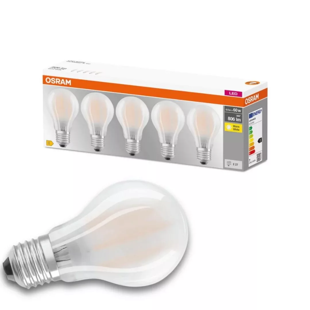 OSRAM LED-Lampe Classic E27 6,5W 2.700K 806lm 5er günstig online kaufen