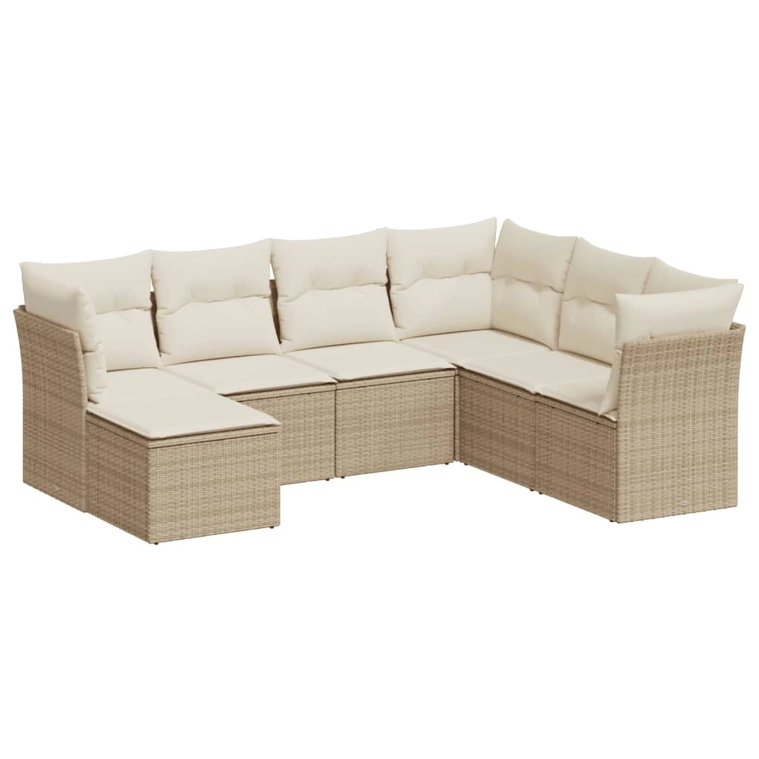 vidaXL 7-Tlg Garten-Sofagarnitur mit Kissen Beige Poly Rattan 3217988 günstig online kaufen