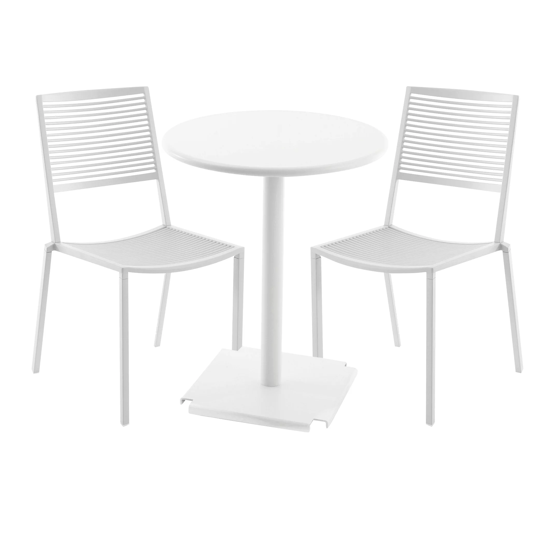 Fast - Easy Cross/Tonic Gartenset - weiß/Tisch weiß Ø 60cm/2 Stühle 1 Bistr günstig online kaufen