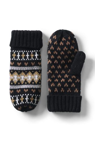 Fäustlinge Fair Isle, Damen, Größe: L-XL Erwachsener, Schwarz, Polyacryl, b günstig online kaufen