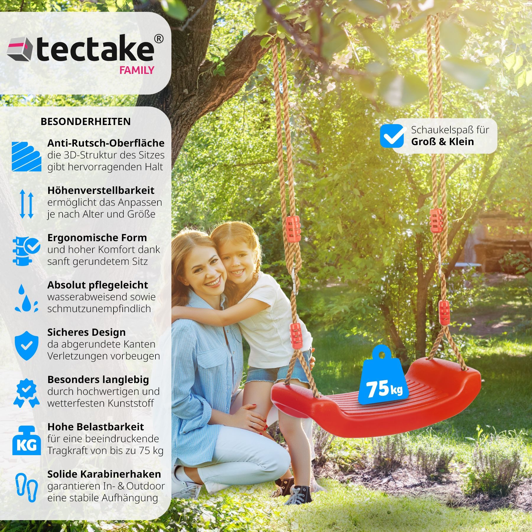 tectake Nestschaukel Schaukelsitz, (Komplettset), rutschfest günstig online kaufen