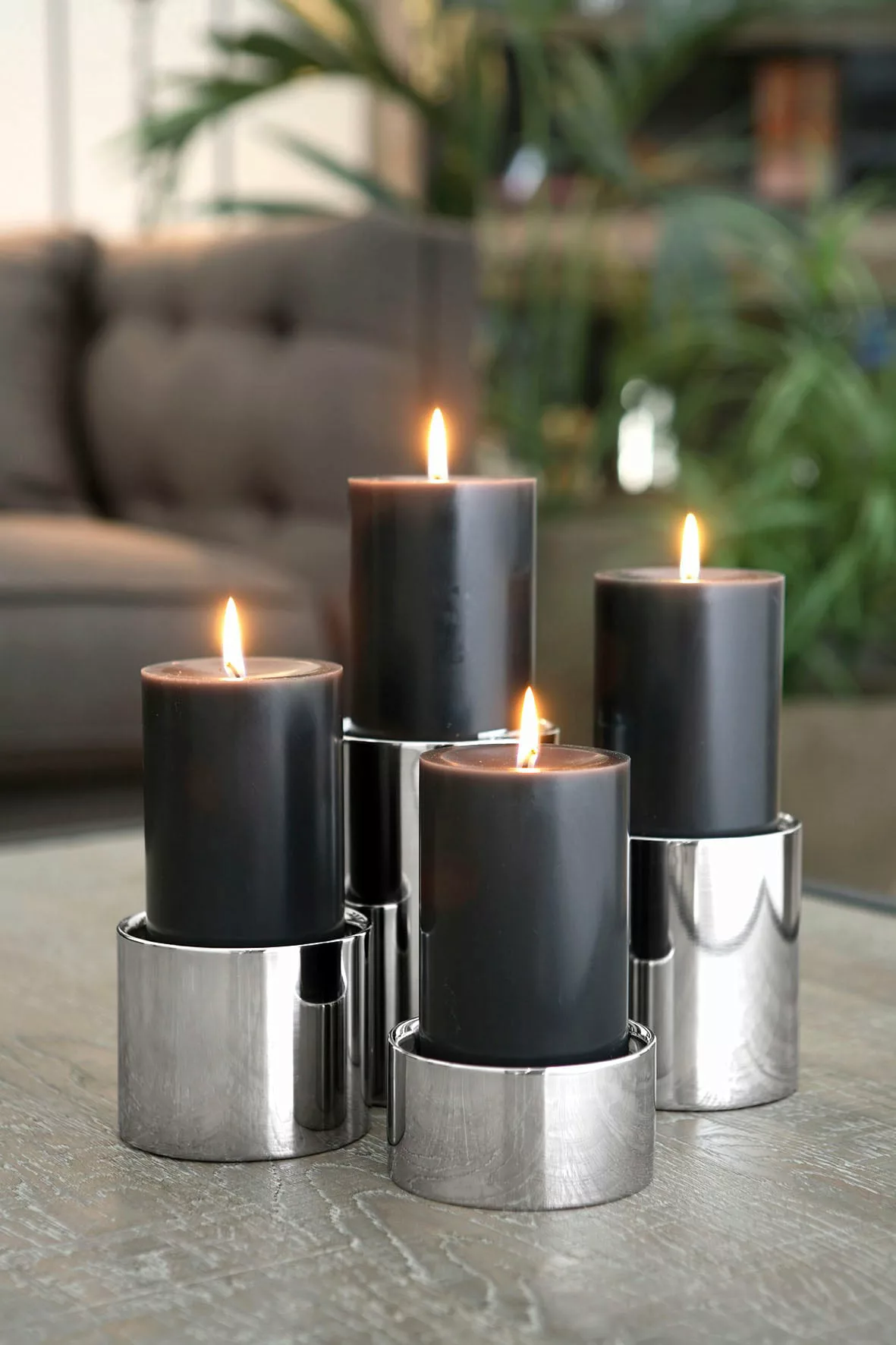 Fink Kerzenhalter »SOBRIO«, (1 St.), aus Edelstahl, Ø 10 cm - für Stumpenke günstig online kaufen