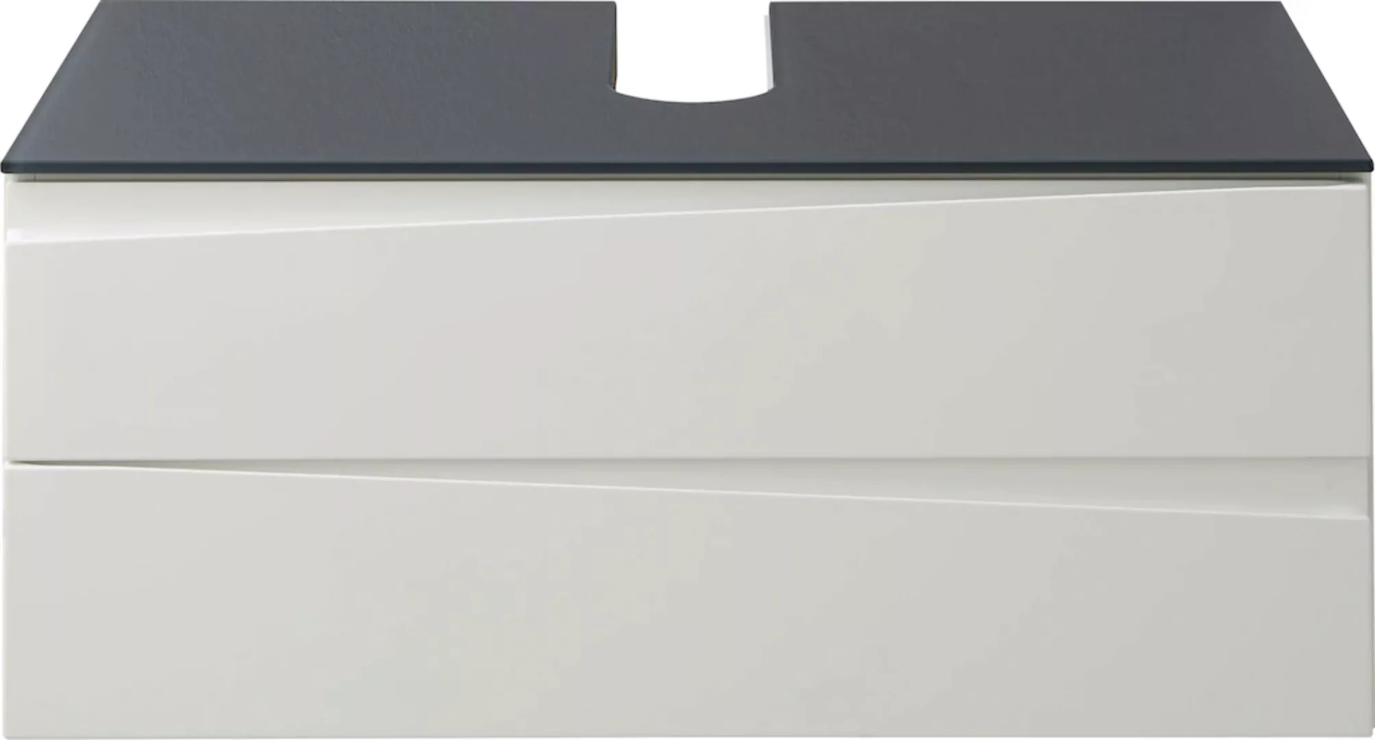 byLIVING Waschbeckenunterschrank "Shape", Breite 80 cm, Front Hochglanz wei günstig online kaufen