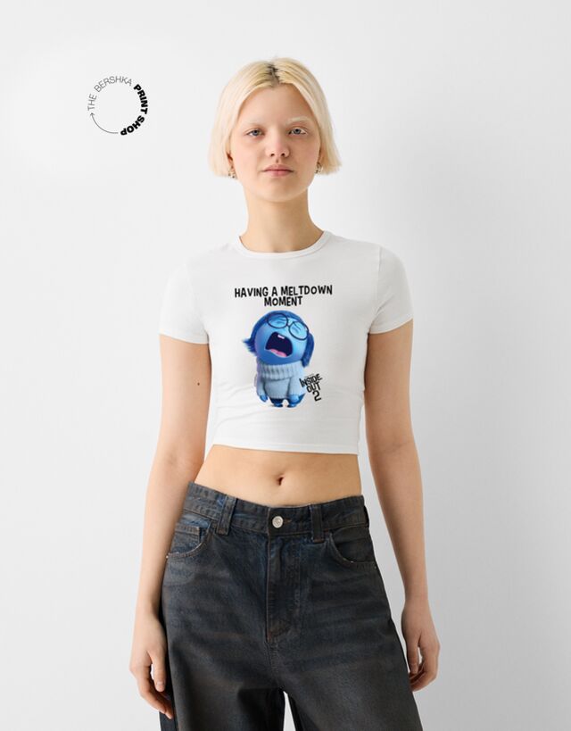 Bershka T-Shirt Inside Out 2 Mit Kurzen Ärmeln Damen L Grbrochenes Weiss günstig online kaufen
