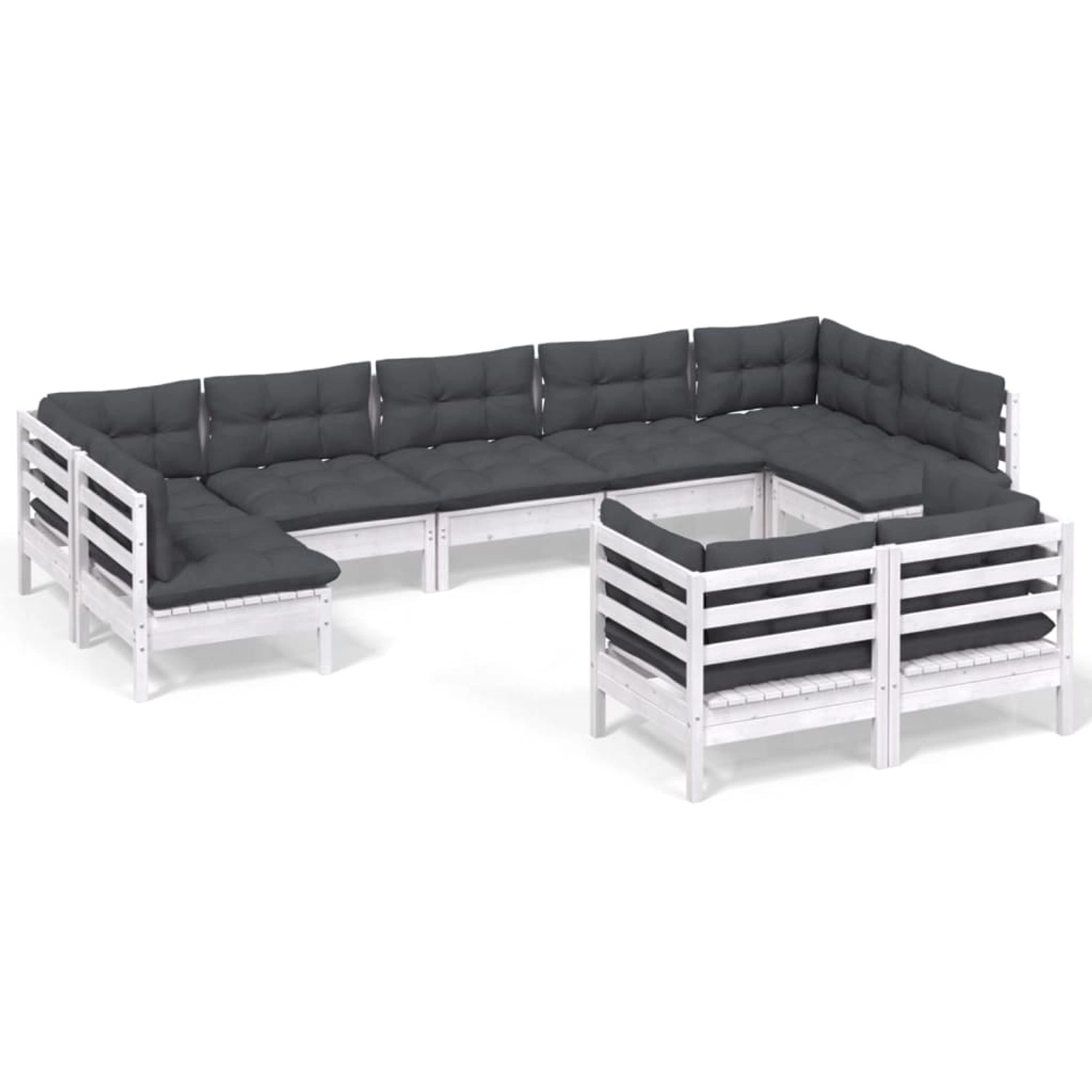 vidaXL 9-tlg Garten-Lounge-Set mit Kissen Weiß Kiefer Massivholz Modell 33 günstig online kaufen