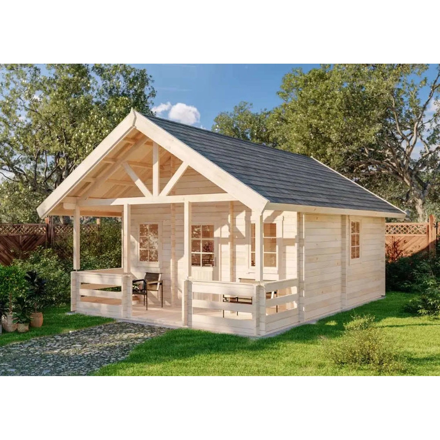 Alpholz Gartenhaus Lillehammer Satteldach Unbehandelt 549 cm x 746 cm günstig online kaufen