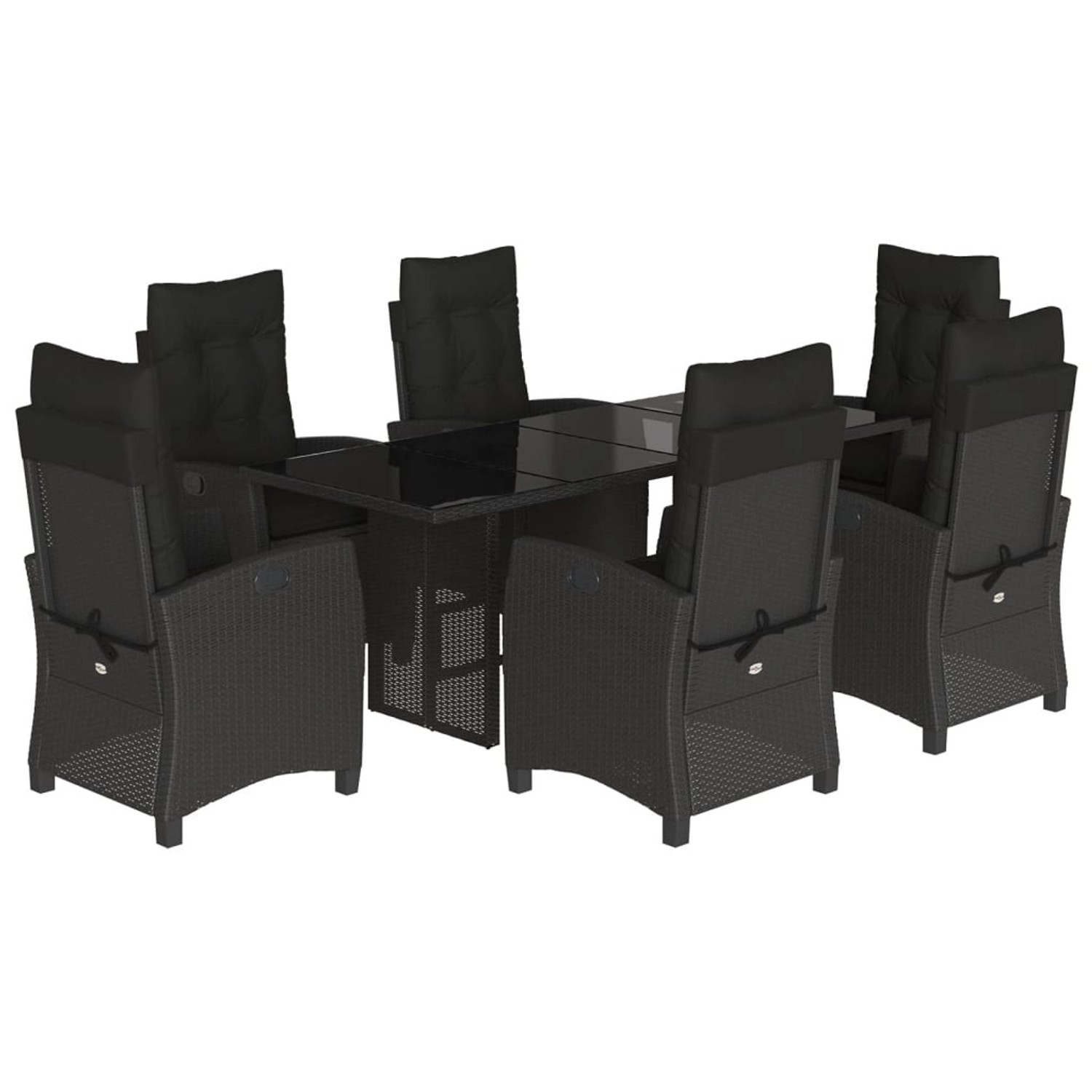 vidaXL 7-Tlg Garten-Essgruppe mit Kissen Schwarz Poly Rattan 3212683 günstig online kaufen