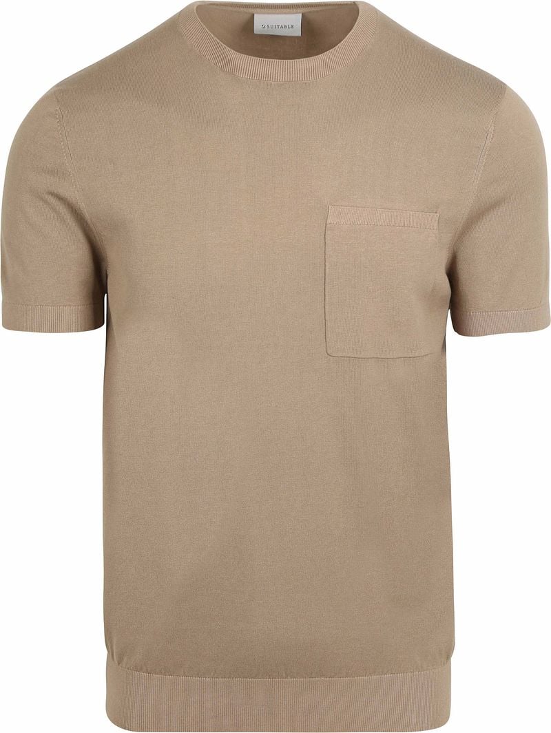 Suitable Knitted T-shirt Pocket Compact Camel - Größe XXL günstig online kaufen