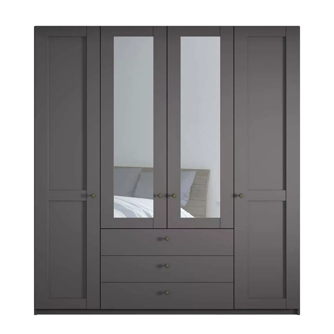 Schrank mit Spiegeltüren dunkelgrau 200 cm breit 216 cm hoch günstig online kaufen