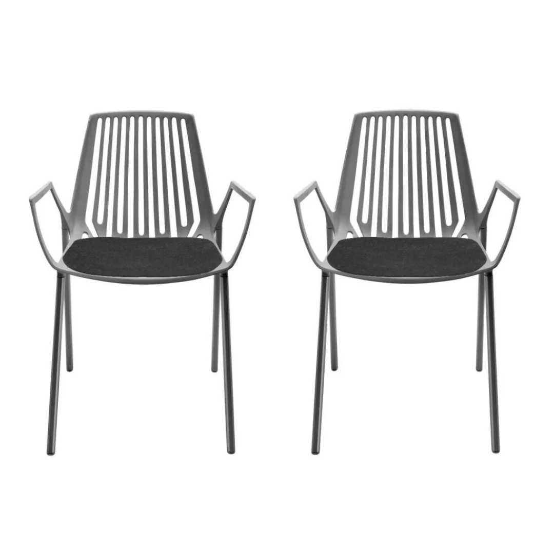 Fast - Rion Outdoor Sessel Set 2 Stück - grau metallic/pulverbeschichtet/Lx günstig online kaufen