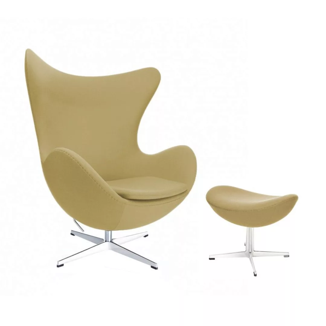 Fritz Hansen - Aktion Egg Chair/Das Ei™ Sessel + Hocker Stoff - sand/Gestel günstig online kaufen