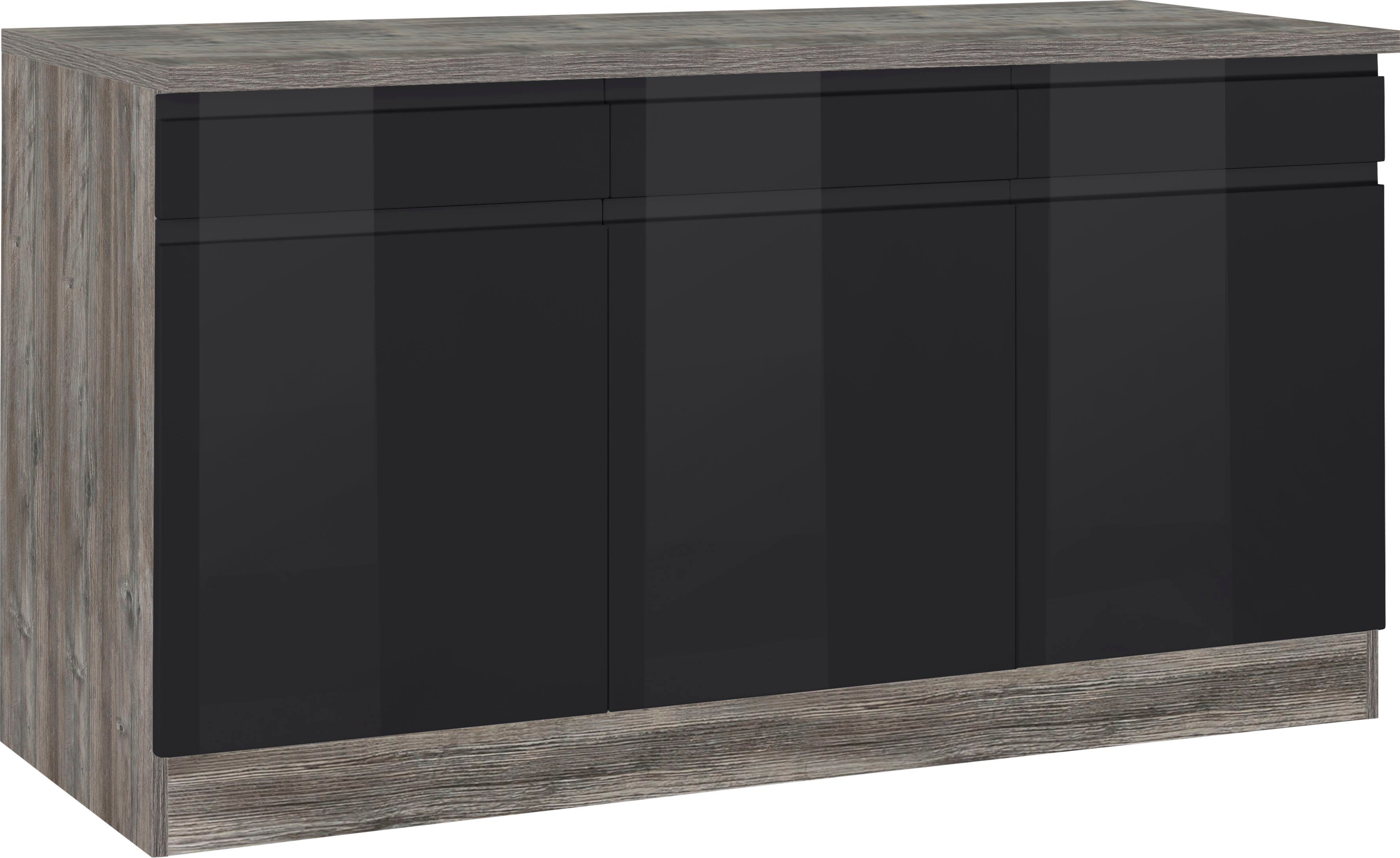 KOCHSTATION Unterschrank "KS-Virginia", 85 cm hoch, 150 cm breit, 3 Schubla günstig online kaufen