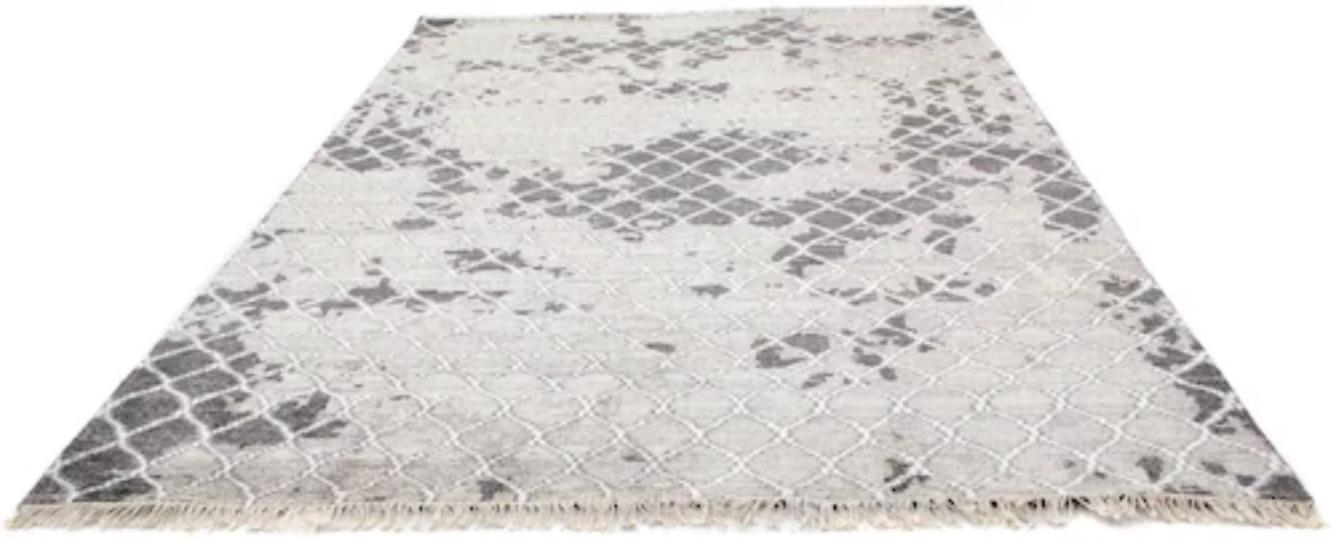 morgenland Wollteppich »Designer Teppich handgeknüpft silber«, rechteckig günstig online kaufen