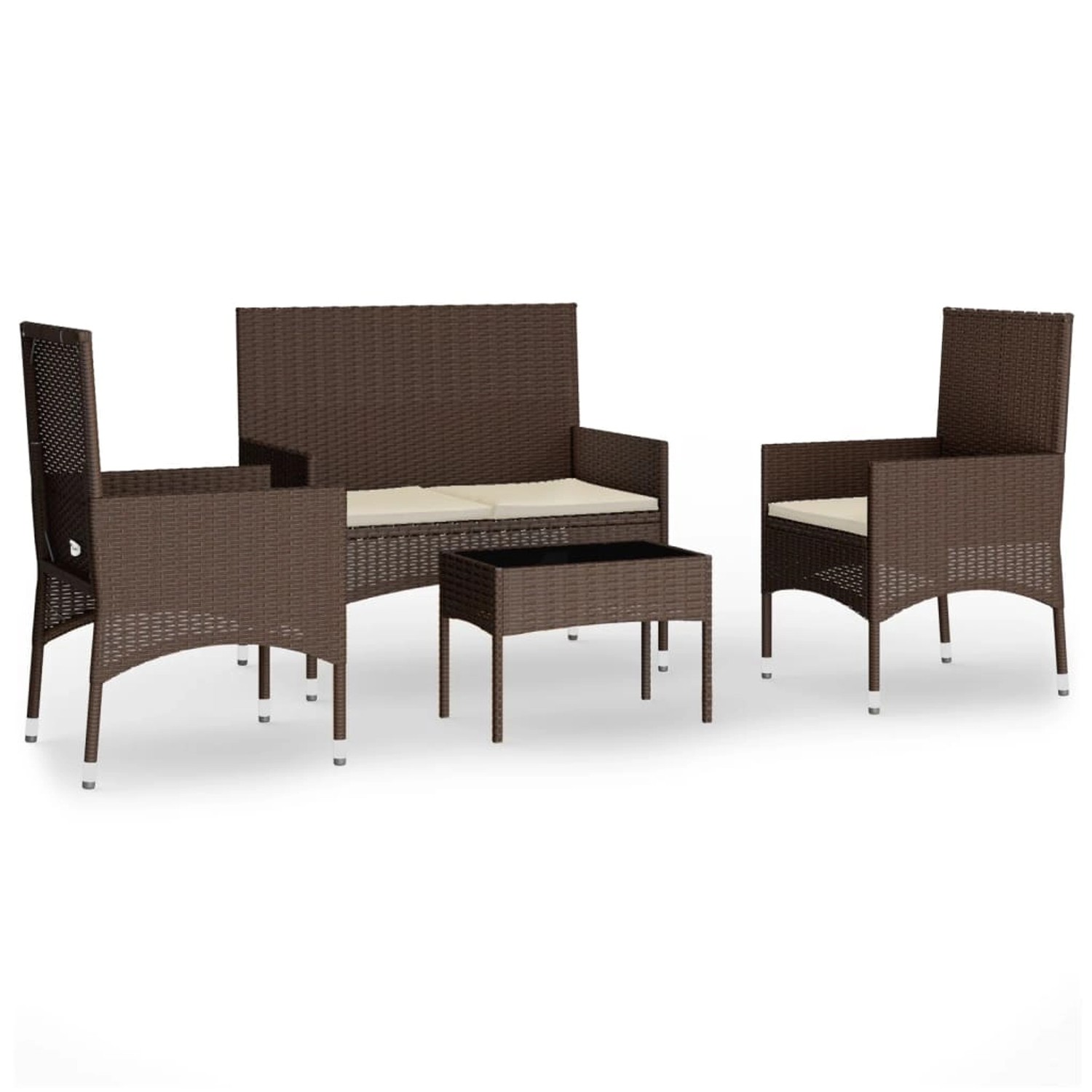 vidaXL 4-tlg Garten-Lounge-Set mit Kissen Braun Poly Rattan Modell 9 günstig online kaufen